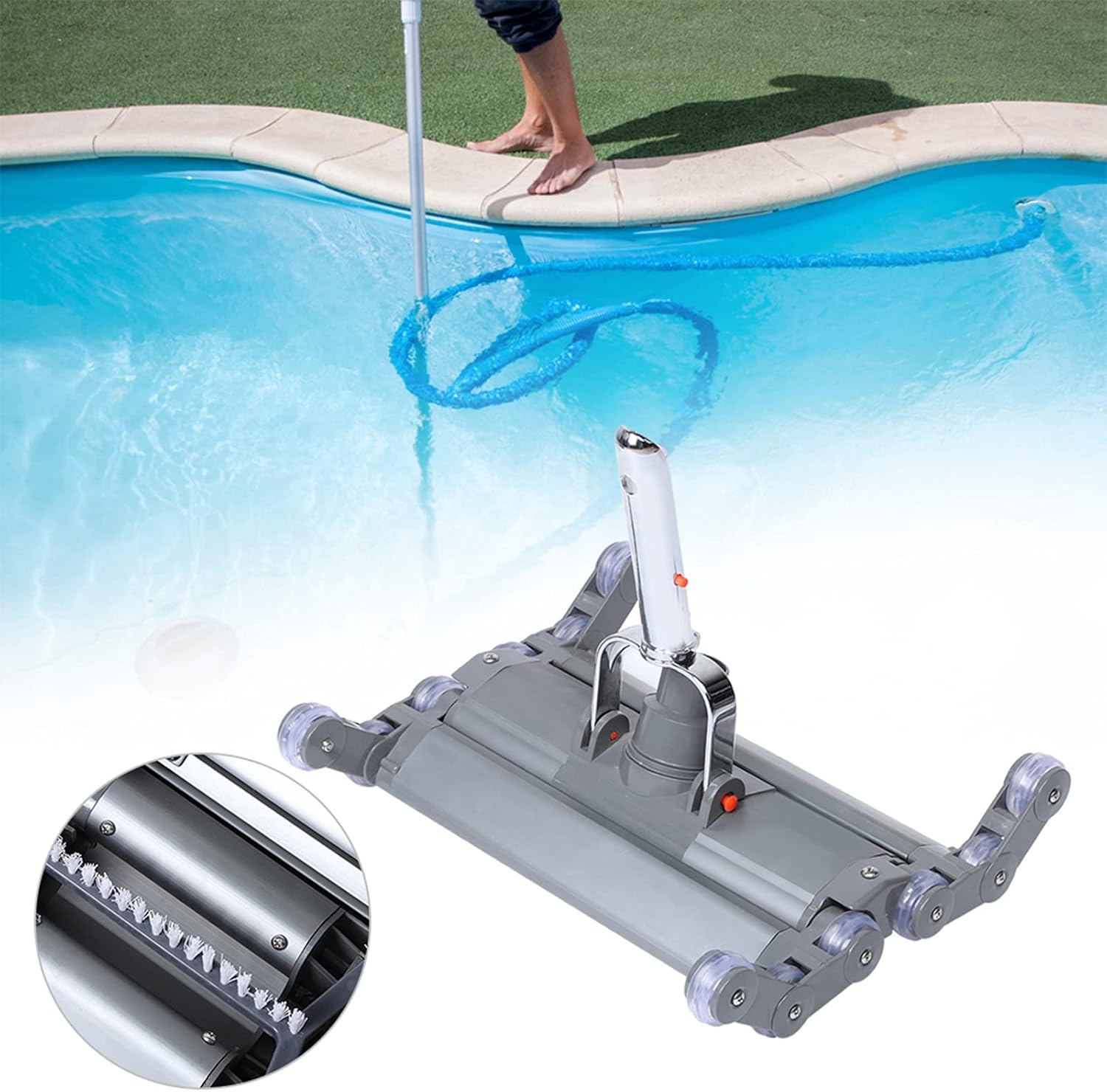 Aluminum Alloy Pool Vacuum Cleaner Rollers 360 Degree Handle for Swimming Pool