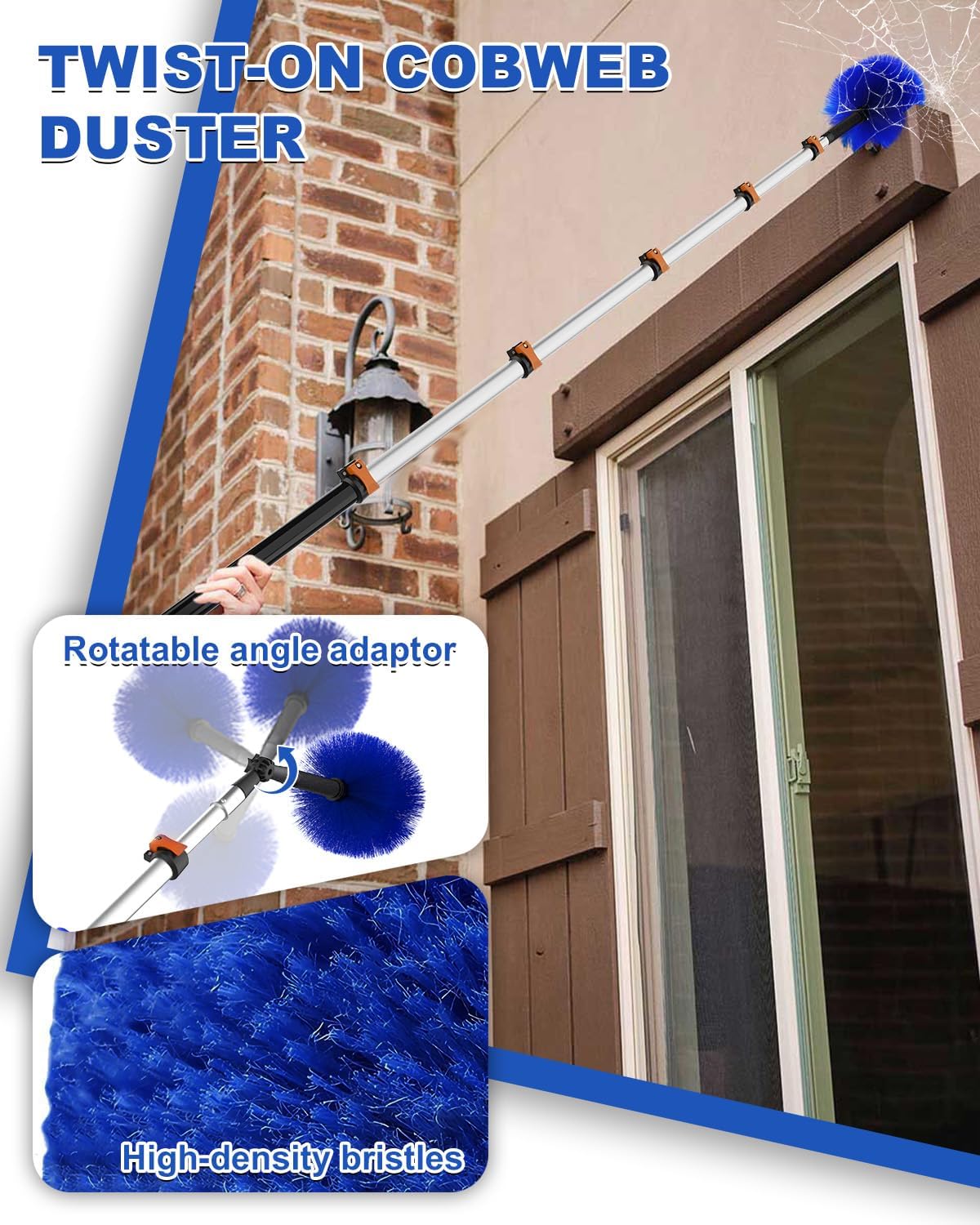 30Ft Reach Solar Panel Cleaning Brush Kit with 5-24ft Telescoping Pole, Water Fed Window Cleaner Tool with 20