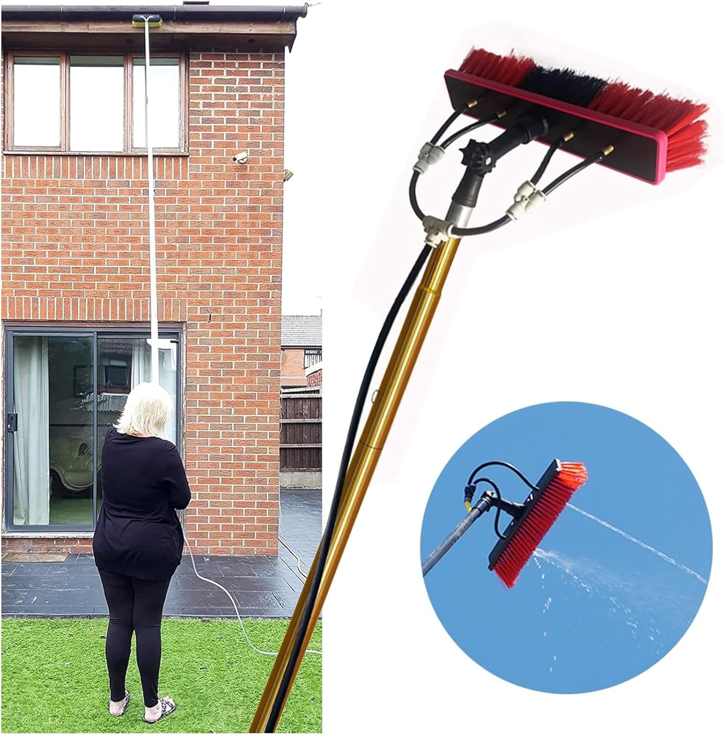 Water Fed Pole Kit Roof Solar Panel Cleaning Tools, Long Handle Window Cleaning(5.4M(18FT))