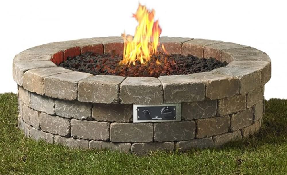 The Outdoor GreatRoom Company Round DIY Hardscape Gas Fire Pit Kit (DIY-42RD-K), 42-Inch
