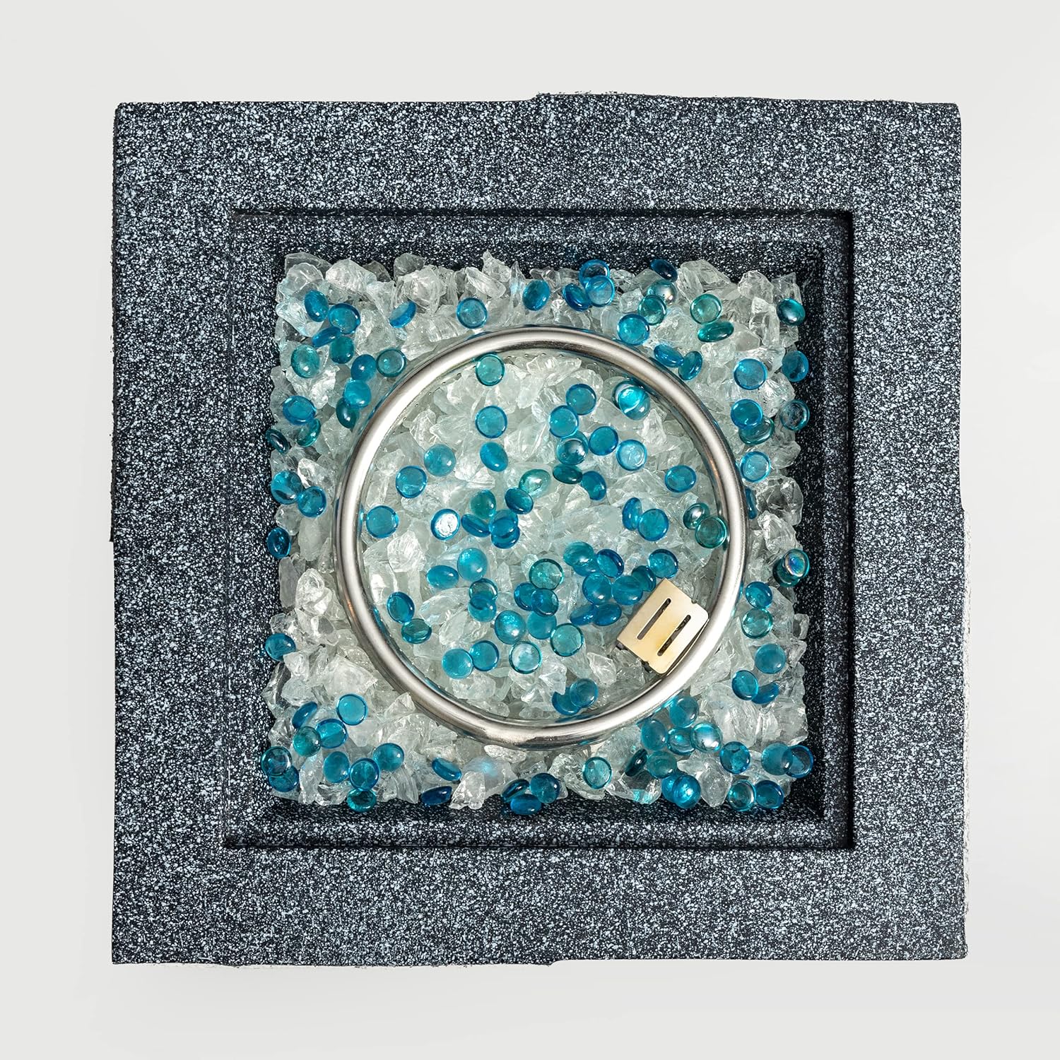 Outdoor Concrete Fire Pit Column – Propane Gas Fire Pit for Patio with 1 Door, Light Grey Blue, Durable Stylish Backyard Heating Solution (1 Doors)