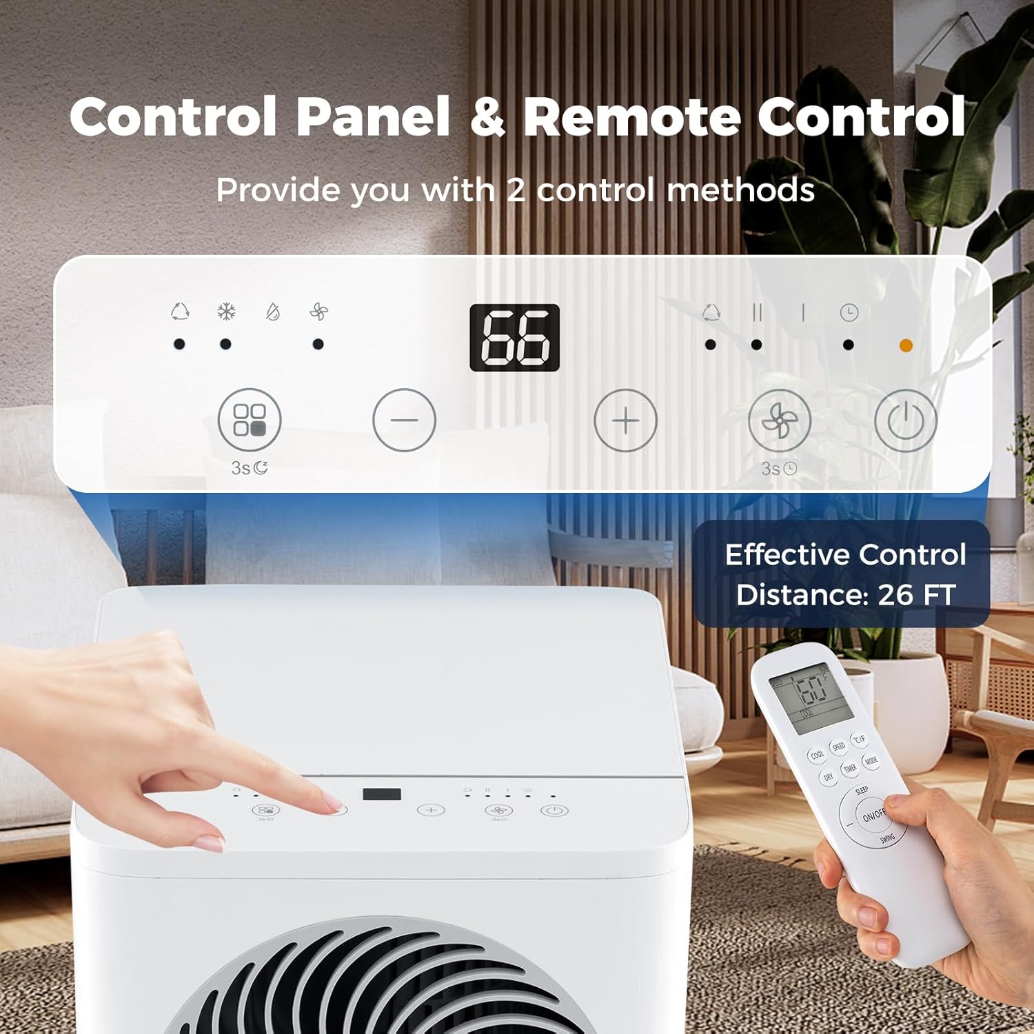 GOFLAME 10000 BTU Portable Air Conditioner, 3-in-1 Floor AC Unit with Fan & Dehumidifier, 24H Timer, Sleep Mode, Remote Control, Drain Hose & Window Installation Kit, Cools up to 350 Sq. Ft