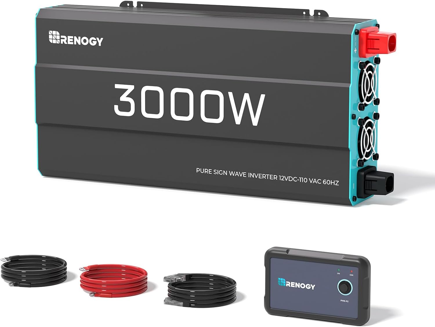 3000W Pure Sine Wave Power Inverter, 12V DC to 120V AC, 6000W Peak Power, 16.4FT Remote Controller, Solar/Car/RV Inverter for Emergency Backup, Off-Grid Living, Camping, Truck, Outdoor