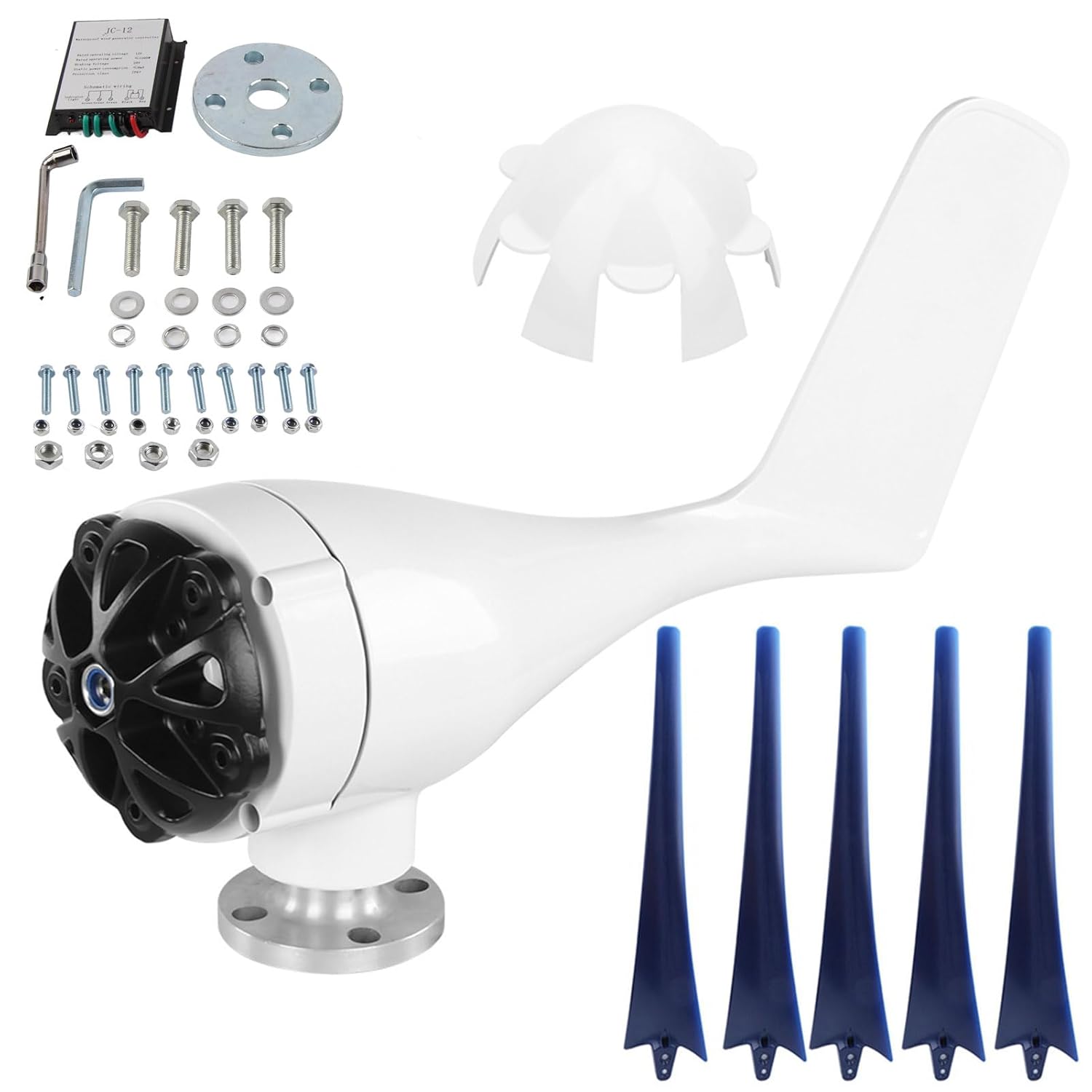 5 Blades Wind Generator, 800W Small Wind Generator 5 Blades Wind Turbines Kit with 3-Phase AC Permanent Magnet Synchronous (12V)