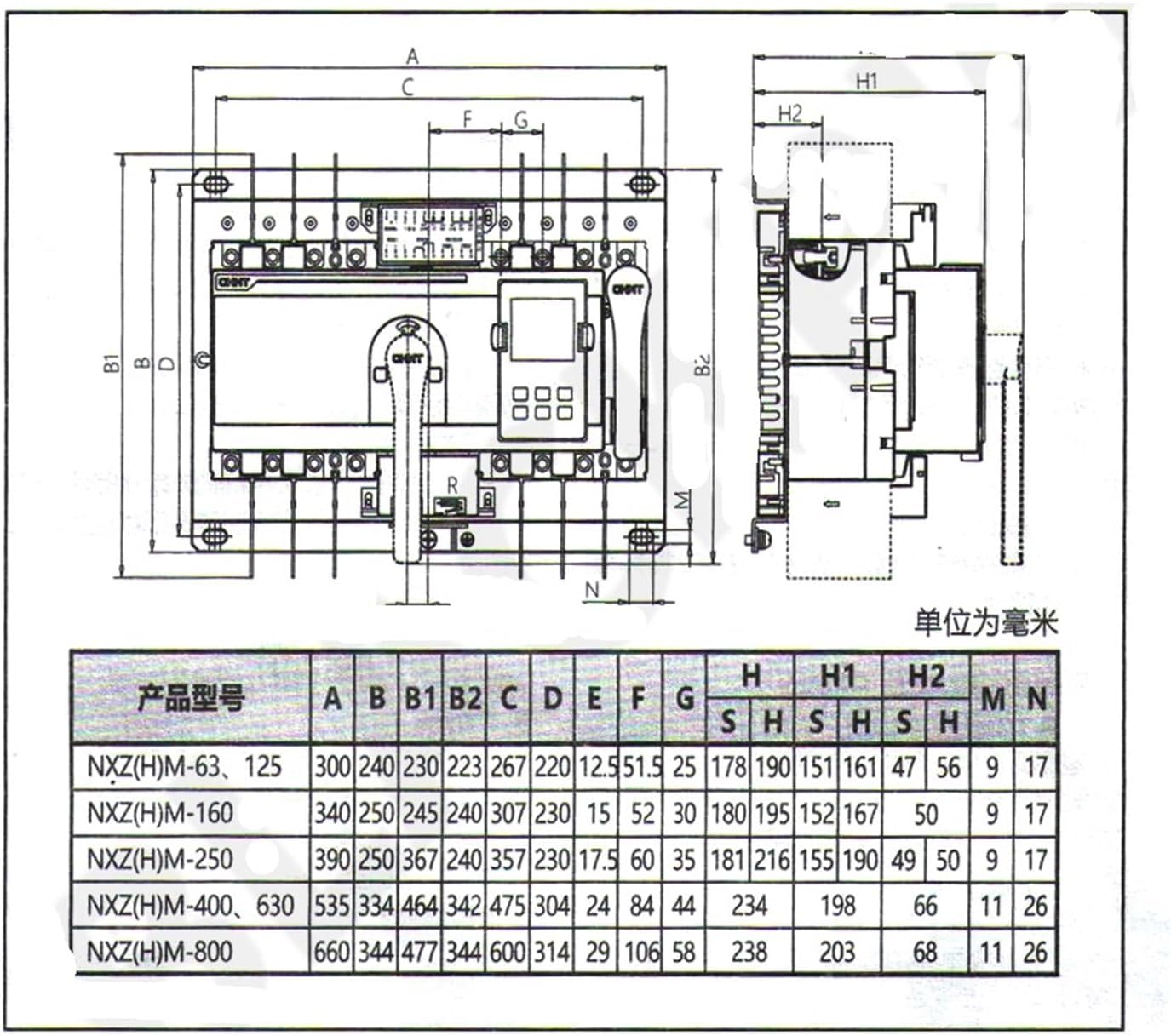 Generator Dual Power Automatic Transfer Switch Module NXZM-250S/4B Series(NXZM-630S)