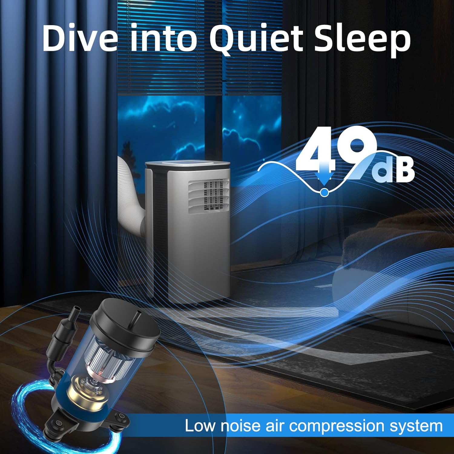 Portable Air Conditioner 12000 BTU - 2025 Upgraded, Cools 550 Sq.Ft, 3-IN-1 Free Standing Cooling AC Unit with Fan & Dehumidifier, Sleep Mode, 24H Timer, Auto Swing, Window Kit Included