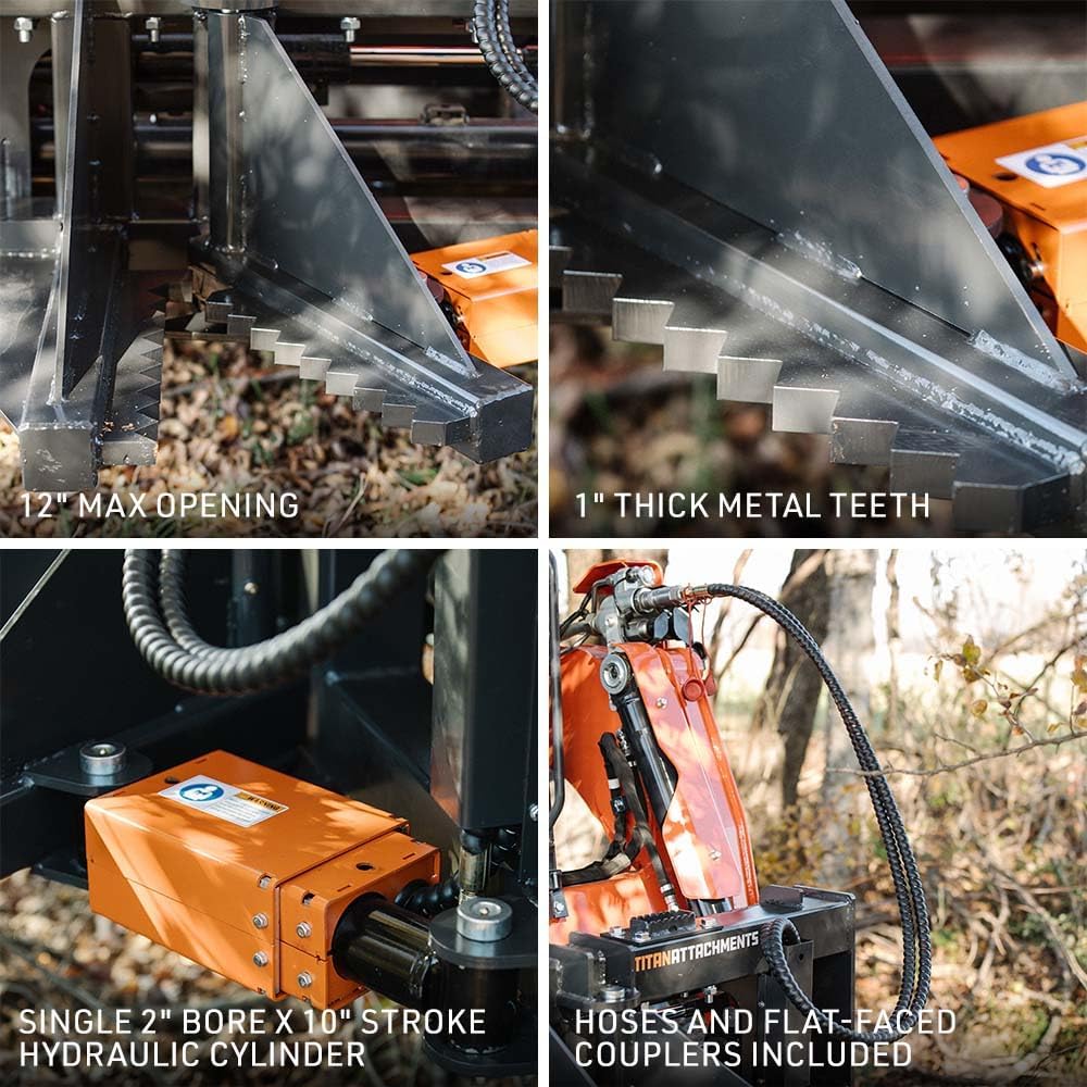 Titan Attachments Post and Tree Puller Attachment with Push Bar, 3,000 PSI Hydraulic Cylinder, Universal SSQA Landscape Removal Tool for Trees and Fence Posts, Skid Steer Accessories