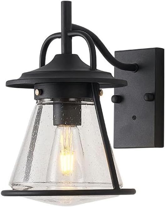 Outdoor Waterproof Industrial Style Wrought Iron Wall Lamps, Creative Glass Lampshades, E27 Light Source Single-Ended Wall Lantern, and Wall-Mounted Lighting Fixtures On Villa Porches