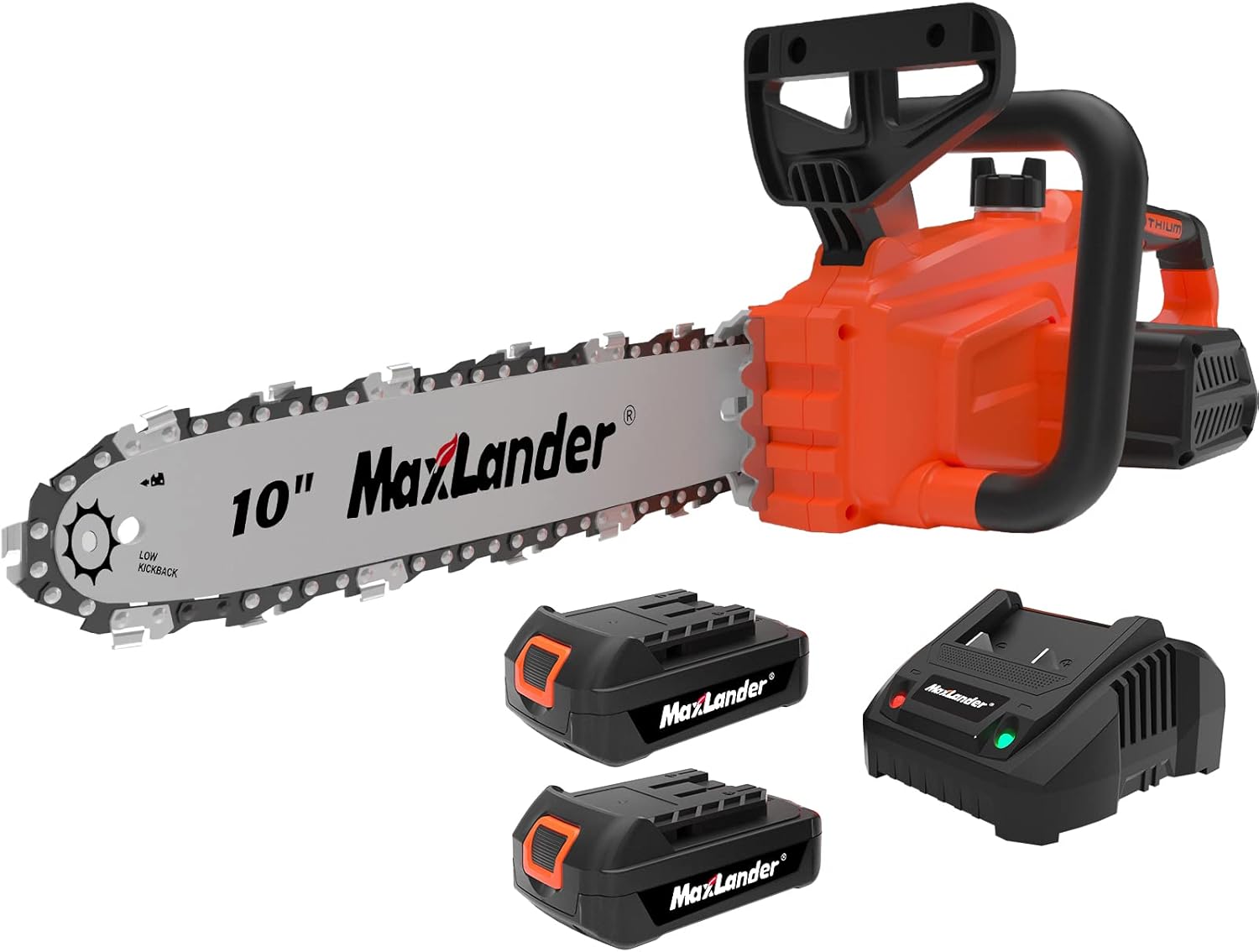 MAXLANDER 10-Inch Battery Operated Chainsaw, 20V Cordless Chainsaw, 2 Pcs 2.0Ah Batteries with Charger, Auto-Tension, Auto-Lubrication, Lightweight