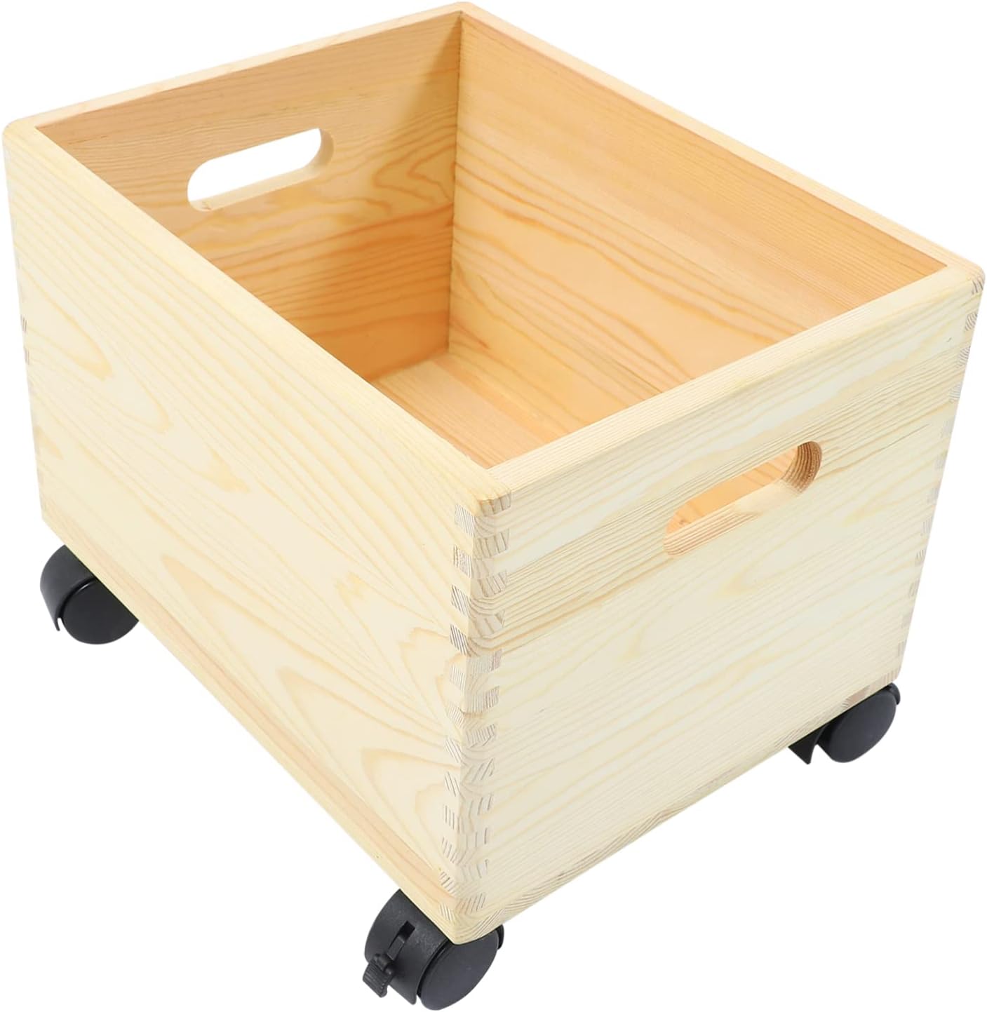 1pc Multi-functional Wooden Storage Box Wheels Spacious Toy Organizer and Clothes Case Stylish Home Convenient for Boys and Girls Room Household Use