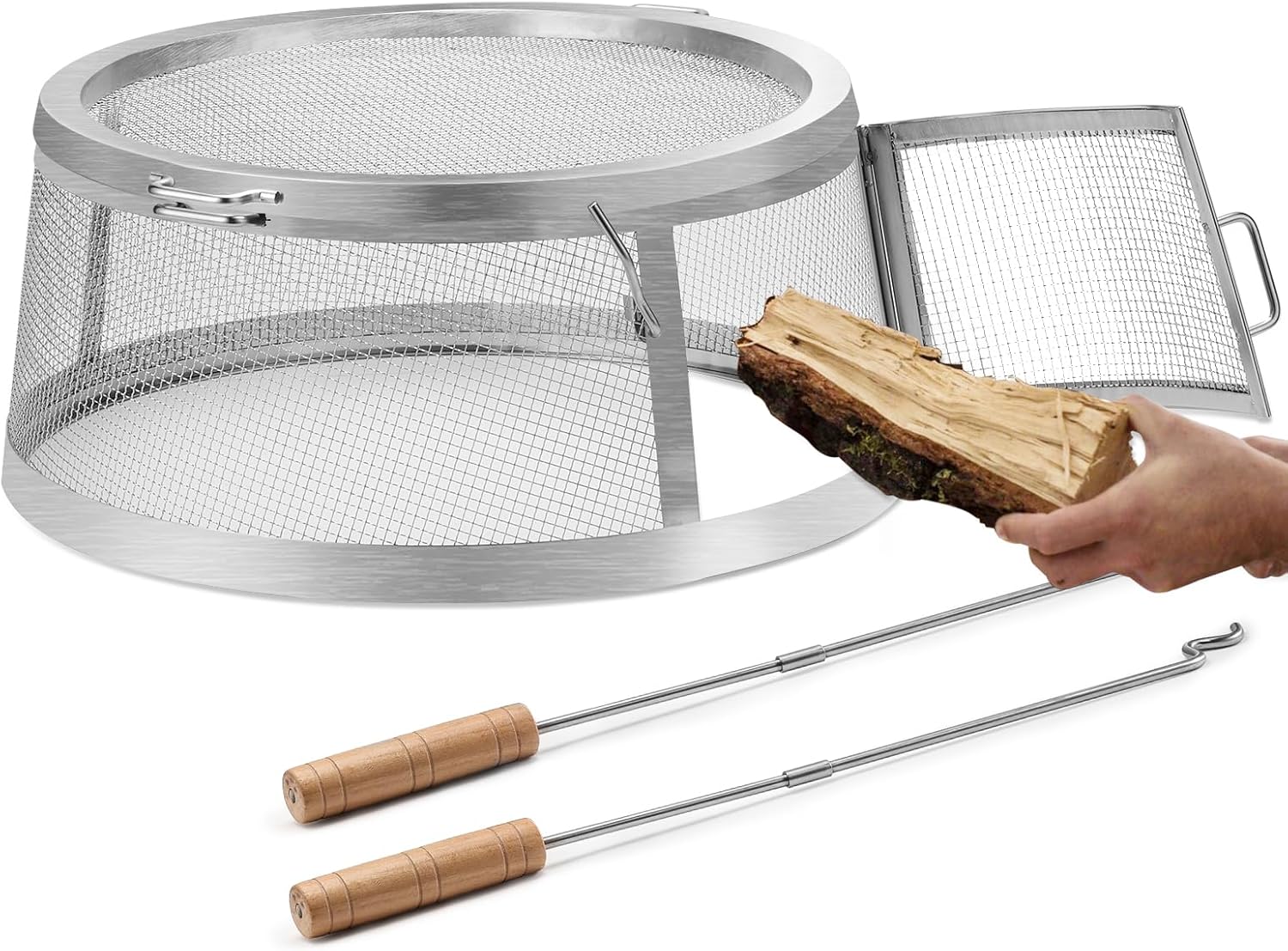 TURBRO Stainless Steel Shield, Fire Pit Spark Cover, Shield Screen with Sticks for Backyard, Camping and Outdoor Fire Pits, Accessory for 19 in. Fire Pit, Pluto R19