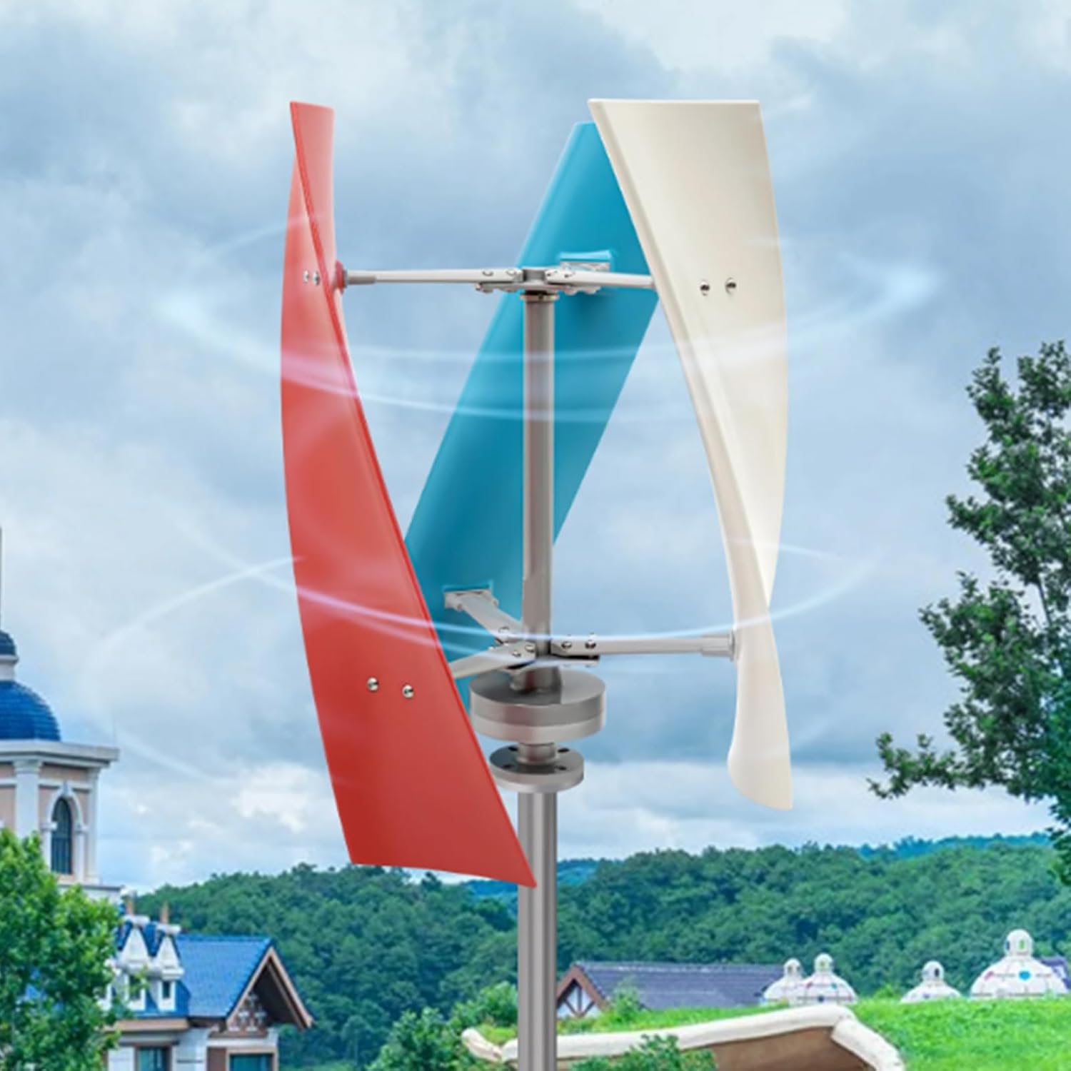 1000W Vertical Wind Generator Wind Turbine,Portable 12V/24V/48V with Controller Power Turbine 3 Blade for Courtyard Outdoor Streets