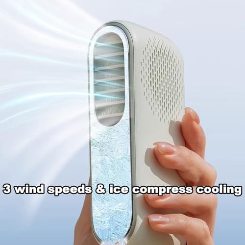 Fans That Blow Cold Air 3 Wind Speeds Desk Air Conditioner Small Quiet Bladeless Design Handheld Small Fan Rechargeable No Assembly Required(Rose)