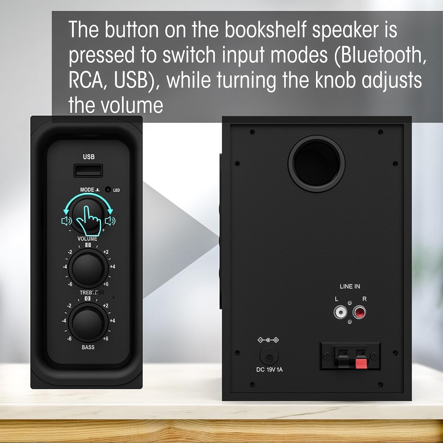 BESTISAN Active Bookshelf Speakers for Record Player, Powered Studio Turntable Speakers, for TV, PC and Wireless Music Streaming Featuring Bluetooth and RCA (SR16)