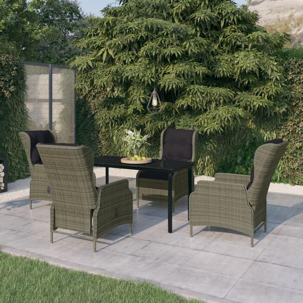 5 Piece Patio Dining Set Brown Garden Furniture