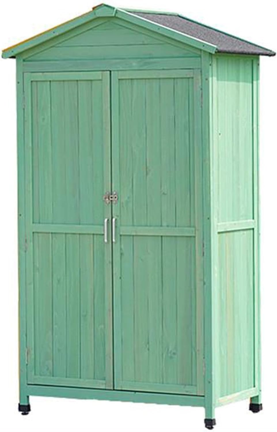 Large Outdoor Storage Cabinet with 3 Shelves, Outdoor Storage Shed with Shelves and Latch, Vertical Tool Organizer for Backyard Patio Deck (One Color Green)