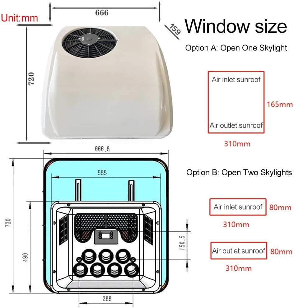 Rv Air Conditioning 12V/24V Rv Roof Air Conditioner for Trucks, Motorhomes, and Caravans - Efficient Heating and Cooling for Comfortable Travel in Trailers and（12v）