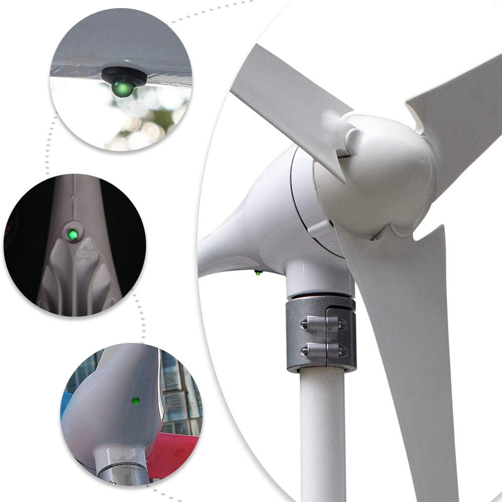 400W 12V AC 5 blades Small Wind Turbine Generator With Charging Indicator Windmill MPPT Controller For wind and solar hybrid light monitor systems 2m/s Low Start Wind Speed(5S-400H-12W)