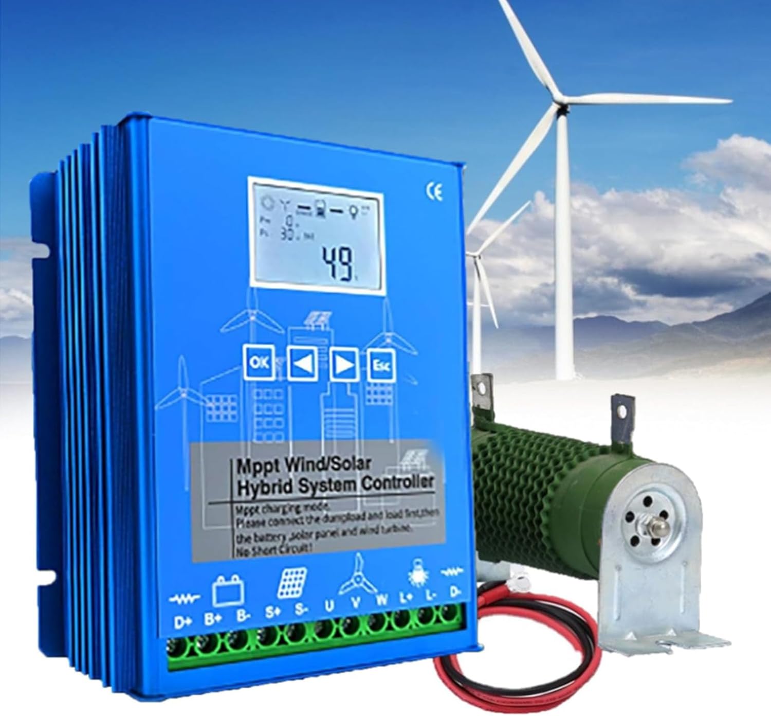 24v,HYZHANHONG 12V 24V 48V Wind-Solar Hybrid Controller 4000W MPPT Boost Charging Multi-Function Wind Energy Solar Controller with LCD Display Wind Turbine Solar Panel Universal