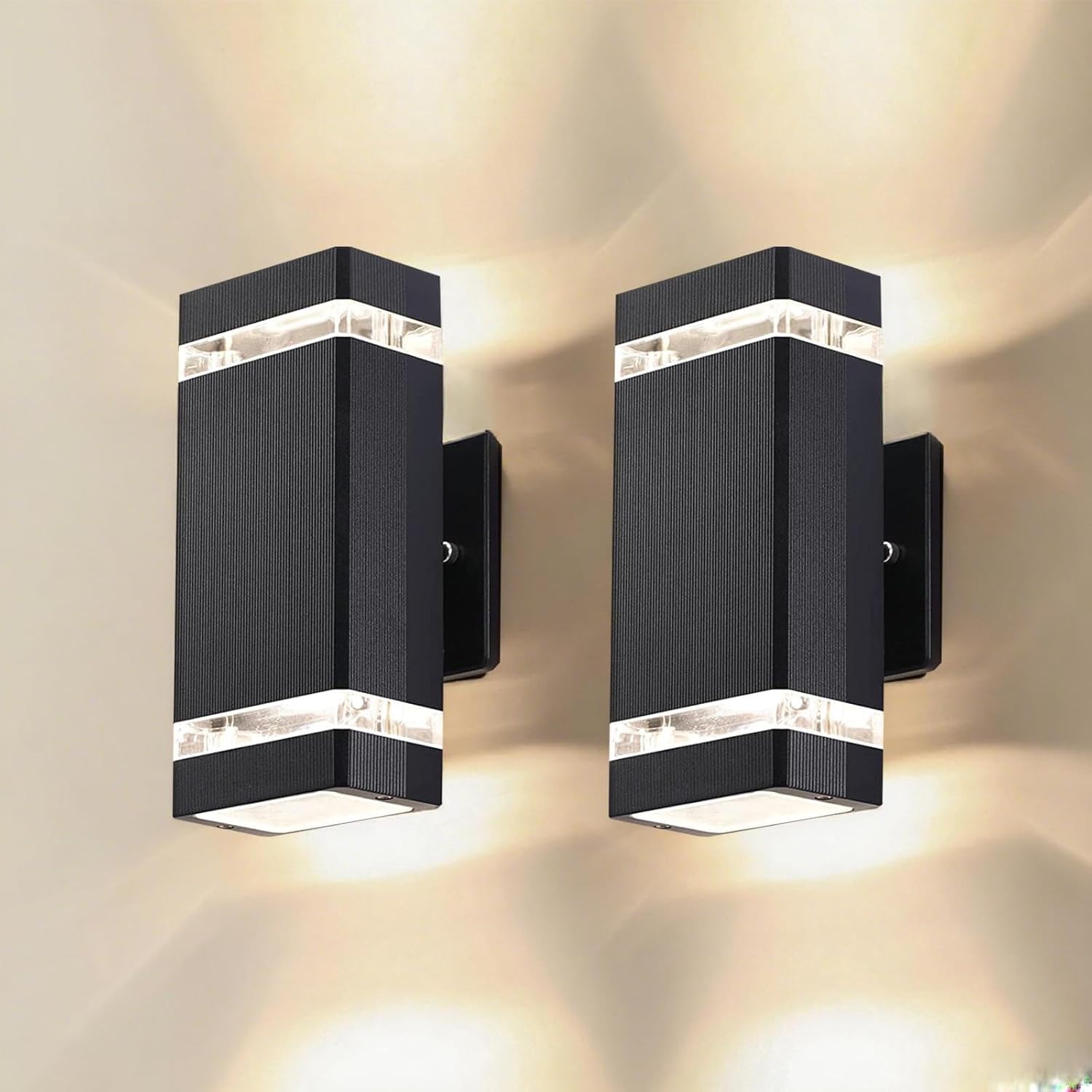 Outdoor Dusk to Dawn Wall Lights, Up and Down Exterior Light Fixtures, Outside Modern Porch Lights for Garage,Front Door, Waterproof Black Wall Sconce [ETL Listed].