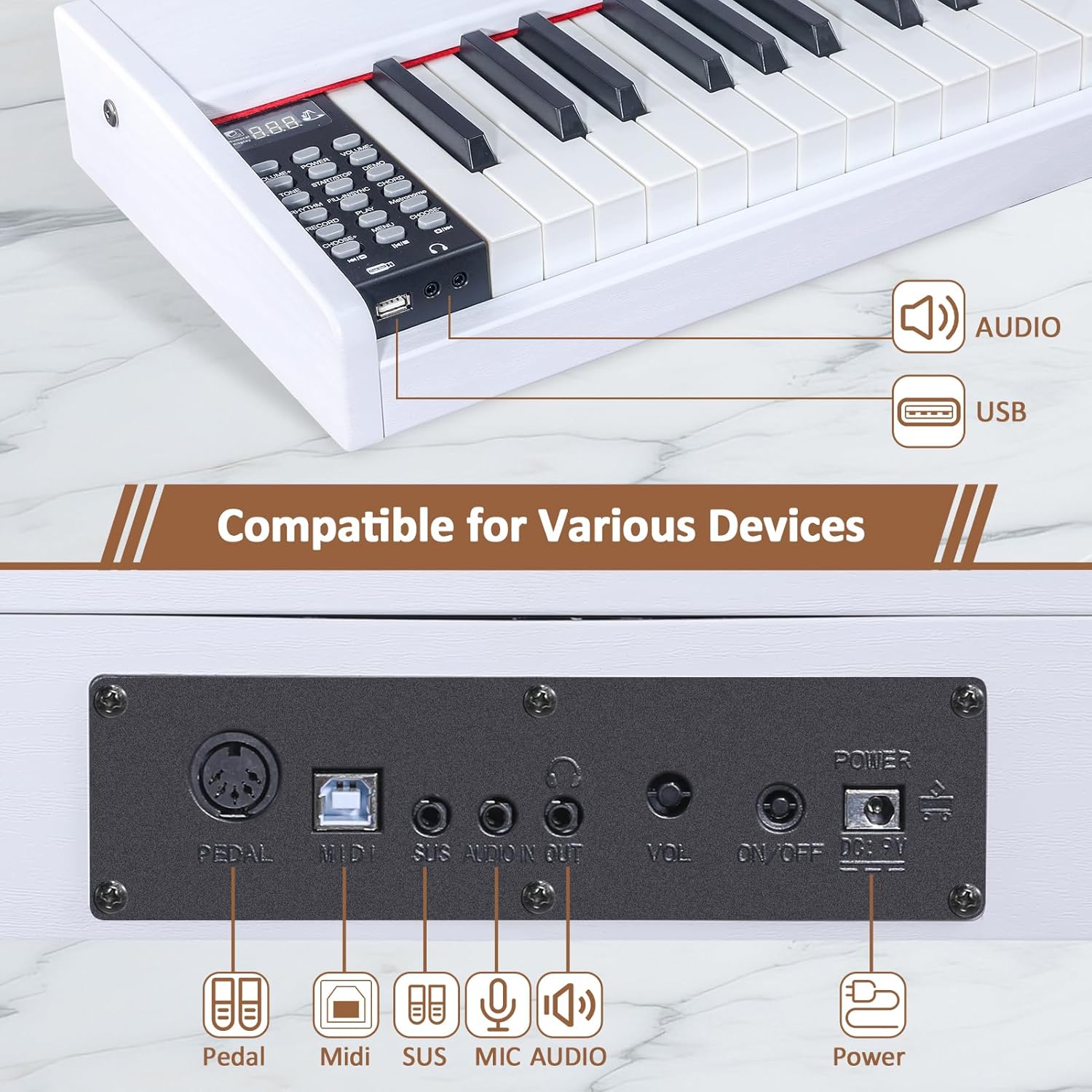 88 Key Digital Piano Keyboard,88 Key Full Size Weighted Hammer Action Electric Keyboard Piano with 200 Rhythms,200 Tones, Piano Keyboard with Stand, TriplePedal,Headphone, Carrying Bag