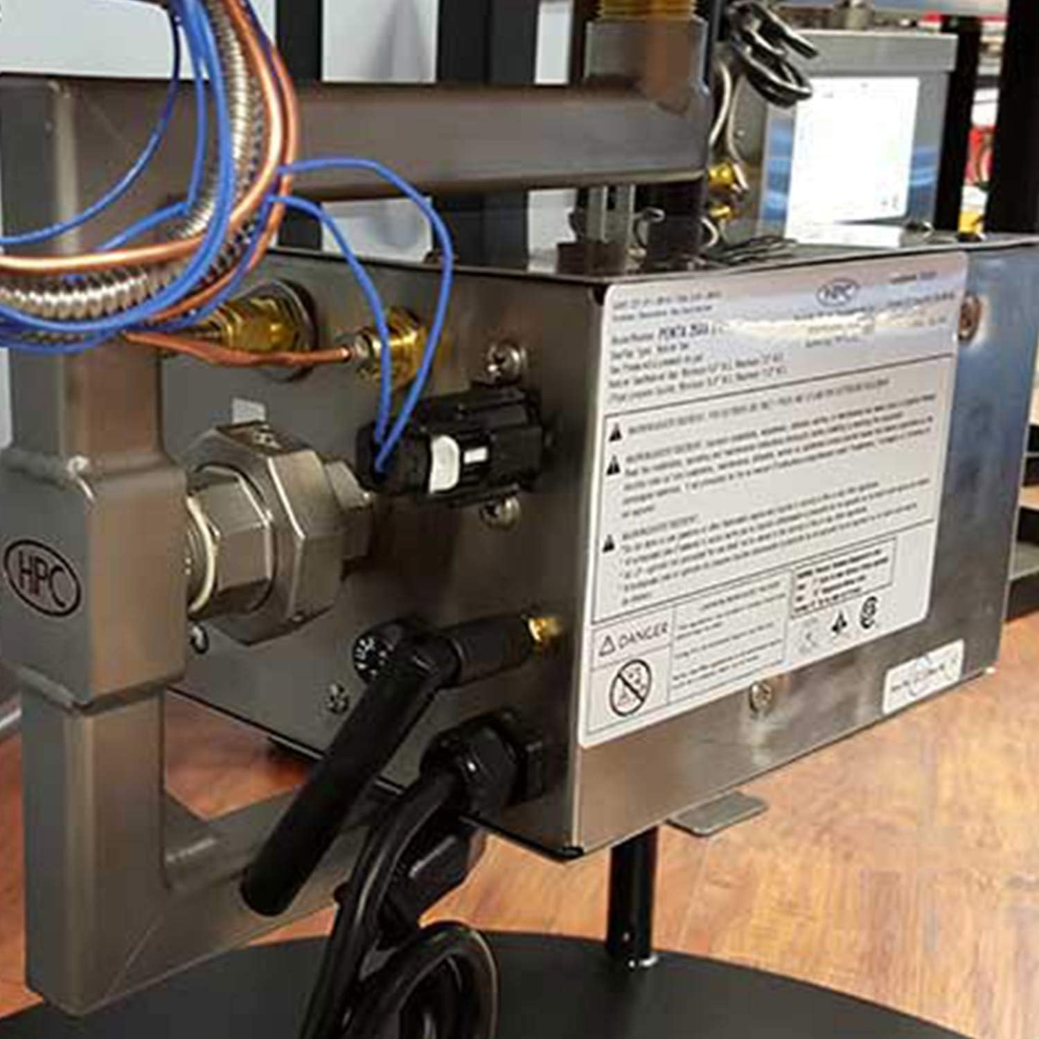 HPC Fire Hi/Lo Electronic Ignition Fire Pit Kit (18SSEI-SQBL-HI-LO-LP-120VAC), Propane Gas, 18x18-Inch Bowl Pan