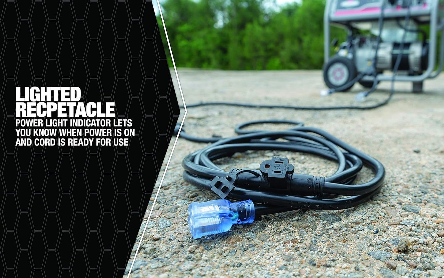 Southwire 65039101 12/3 50-Ft. Generator Power Cord; Black