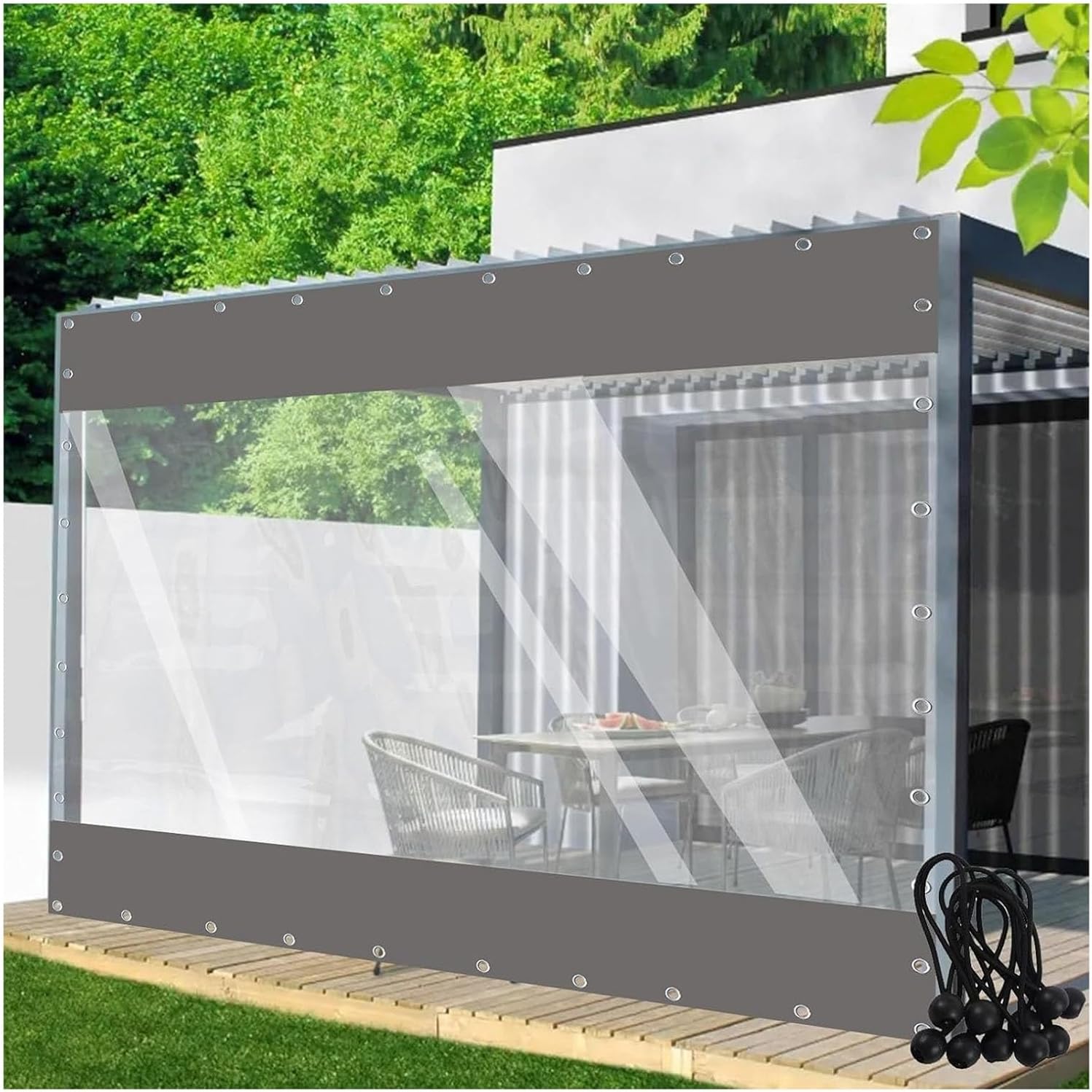 Gazebo Transparent Tarpaulin Side Panels, Outdoor PVC Vinyl Waterproof Clear Tarp Curtains, Splicing Tarpaulin for Pergola， Patio Porch， Carport， Canopies (Size : 550x280cm/18x9.18ft)