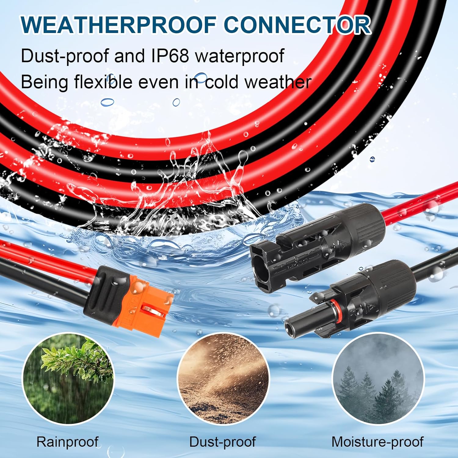 Solar to XT60i Cable 12AWG 60FT Solar Panel to XT60i Adapter Connector XT60i-F Extension Cable for Portable Power Station Solar Generator