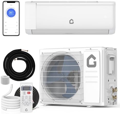 12,000 BTU Mini Split Air Conditioner,22 SEER2,750 Sq.Ft Cooling/Heating,Smart Inverter,Alexa WiFi Control, 5 Modes (Cool/Heat/Dehumid/Fan/Sleep), ECO Mode,3D Airflow,Self-Clean,Professional Kit