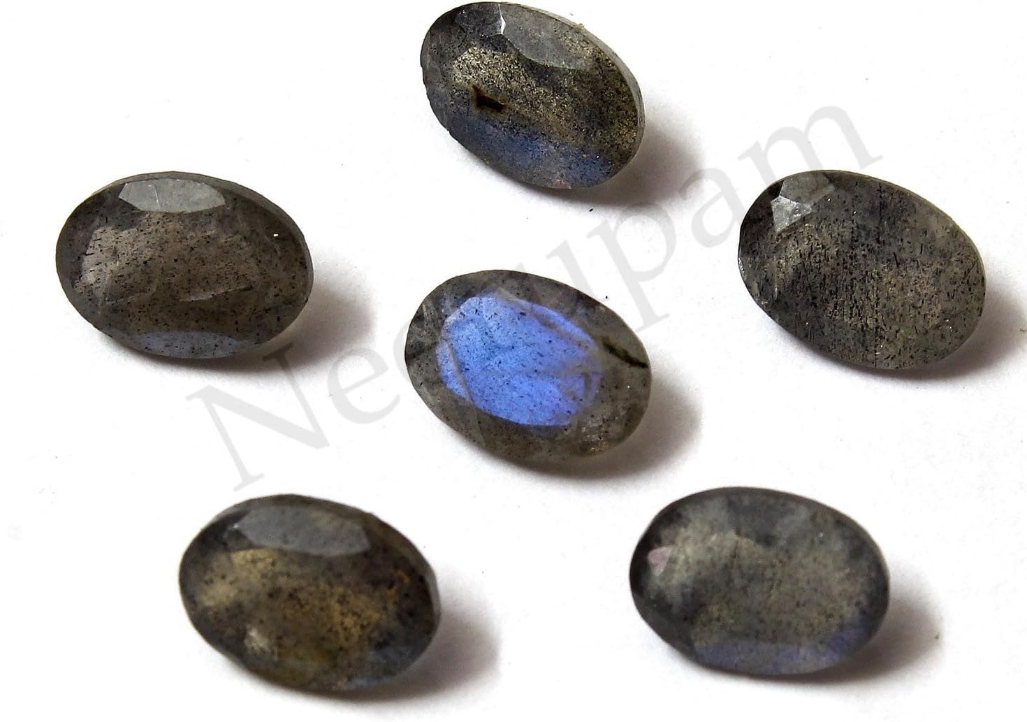 Neerupam Collection 6x4 mm Size Grey Color Natural African Labradorite AA Quality Faceted Oval Shape Loose Gemstones