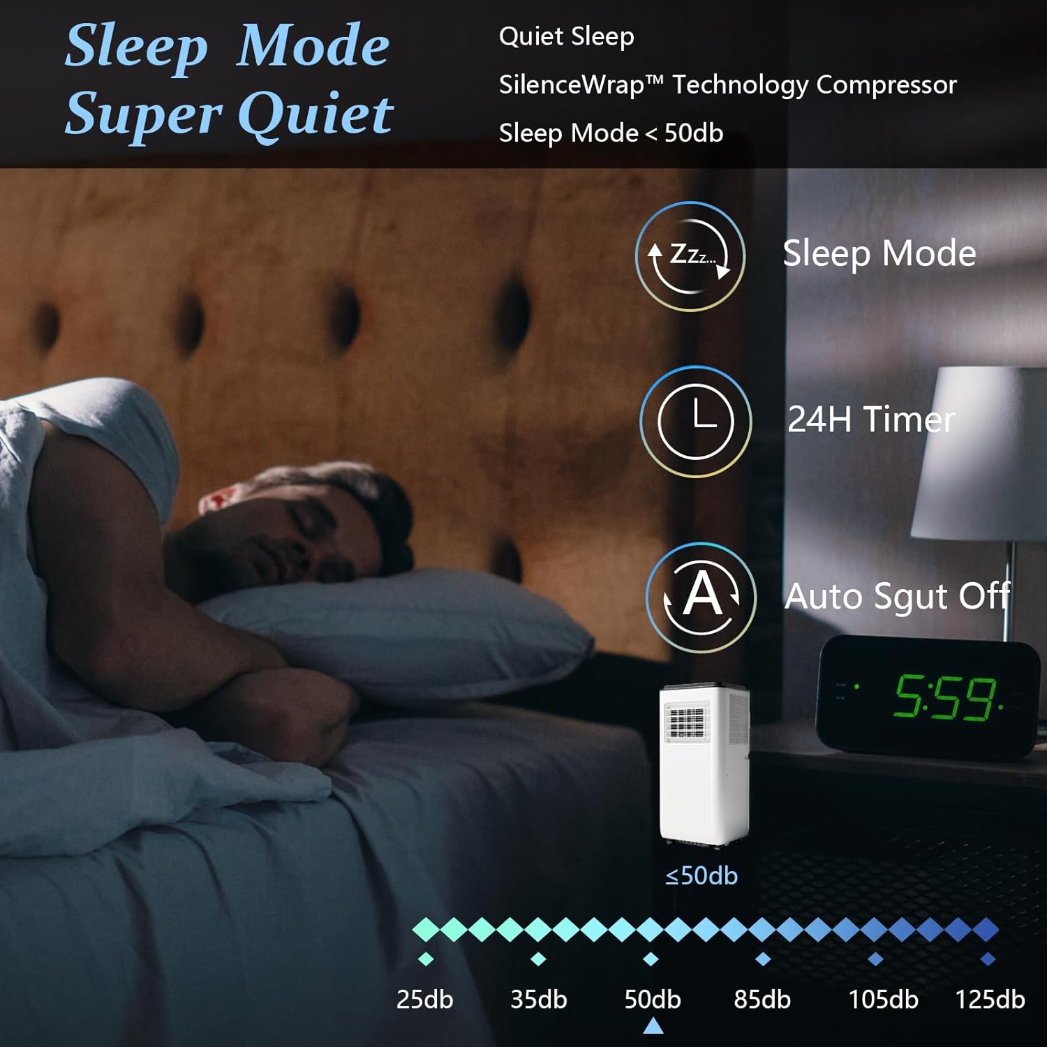 8,000 BTU Portable Air Conditioner, Cools Up to 350 Sq. Ft, 3-In-1 Room Air Conditioner With Dehumidifier & Fan, LED Display for Bedroom, Studio Apartment