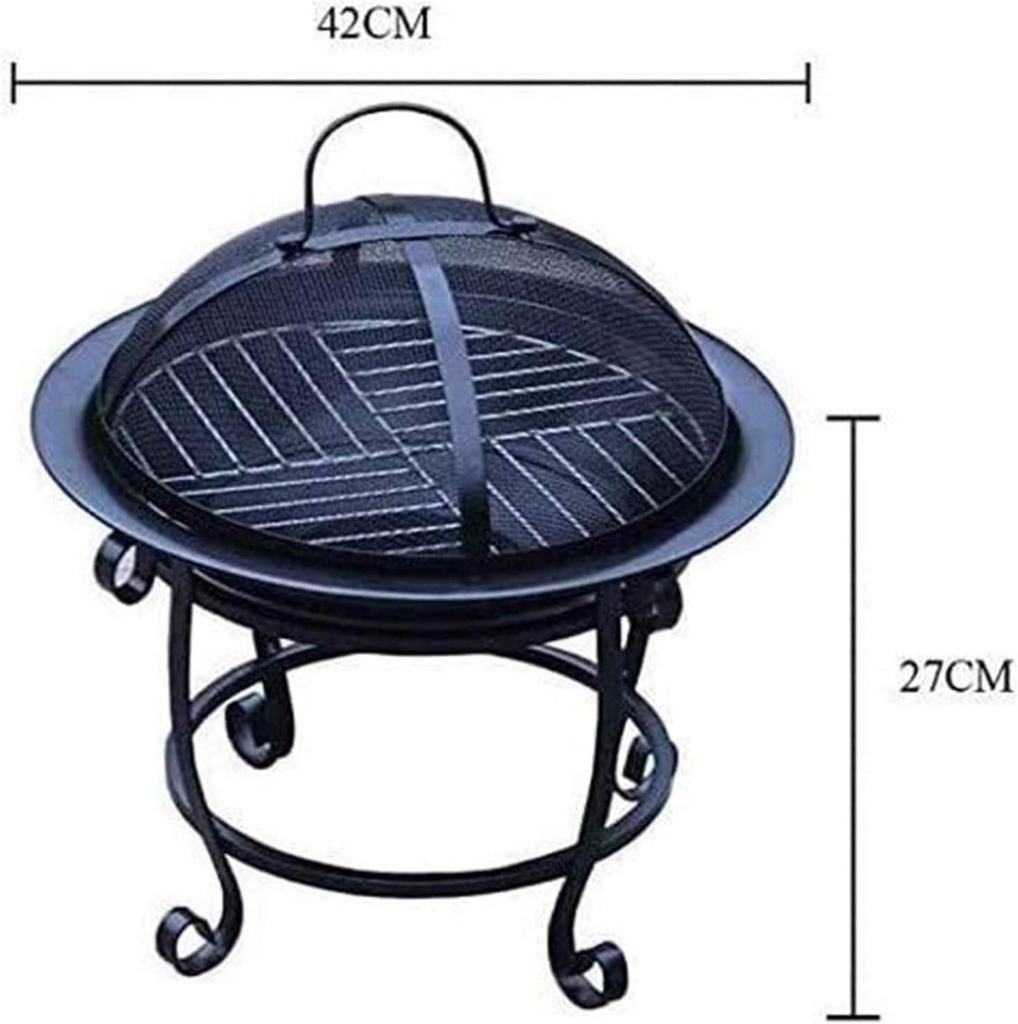 Fire Pits Outdoor Wood Burning Outdoor Fire Pit with Mesh Screen & Poker Portable Wood Burning Firepit Bowl for Outside/Patio/Backyard/Porch/Deck with Cover BBQ Cooking for Outside Camping Backyar