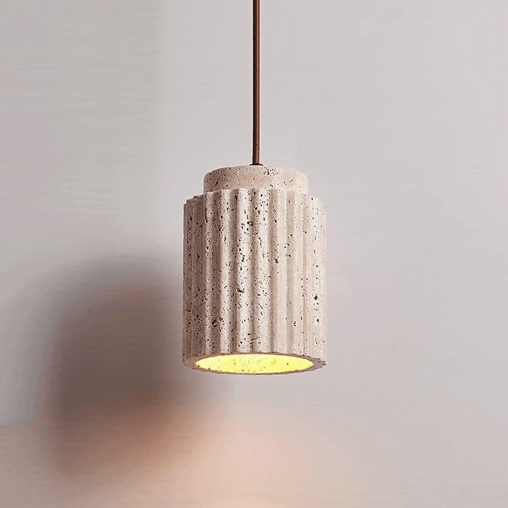 Modern Marble Pendant Light Fixture Natural Stone Ceiling Hanging Lamp Cylindrical Glass Adjustable Vintage Farmhouse Mini Chandelier for Kitchen Island Sink Bar Dining Room Hallway