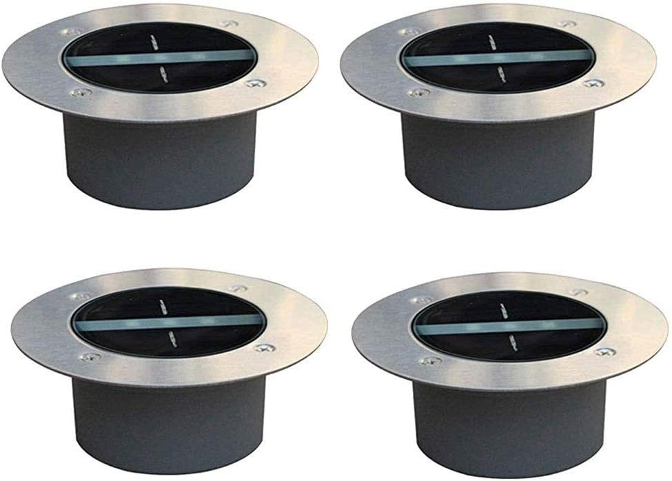 Solar Ground Lights, 4 Pack Solar Power Led Ground Lights IP65 Waterproof， Stainless Steel Waterproof Bright In-Ground Outdoor Landscape Lighting for Pathway Lawn Patio Yard Deck (Color : White)