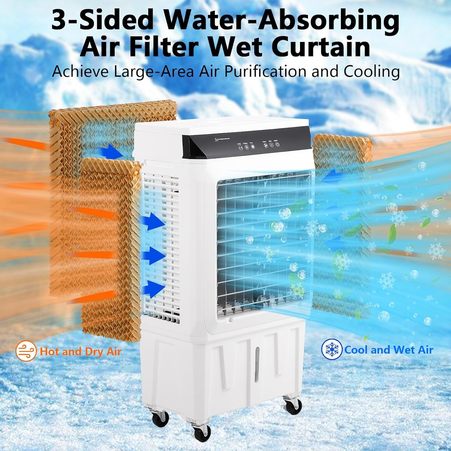 4100CFM 3-In-1 Swamp Cooler, Portable Evaporative Air Cooler With Remote Control & 4 Ice Boxes, 15.8-Gallon Tank, 24H Timer, Commercial Indoor & Outdoor Cooling Fan