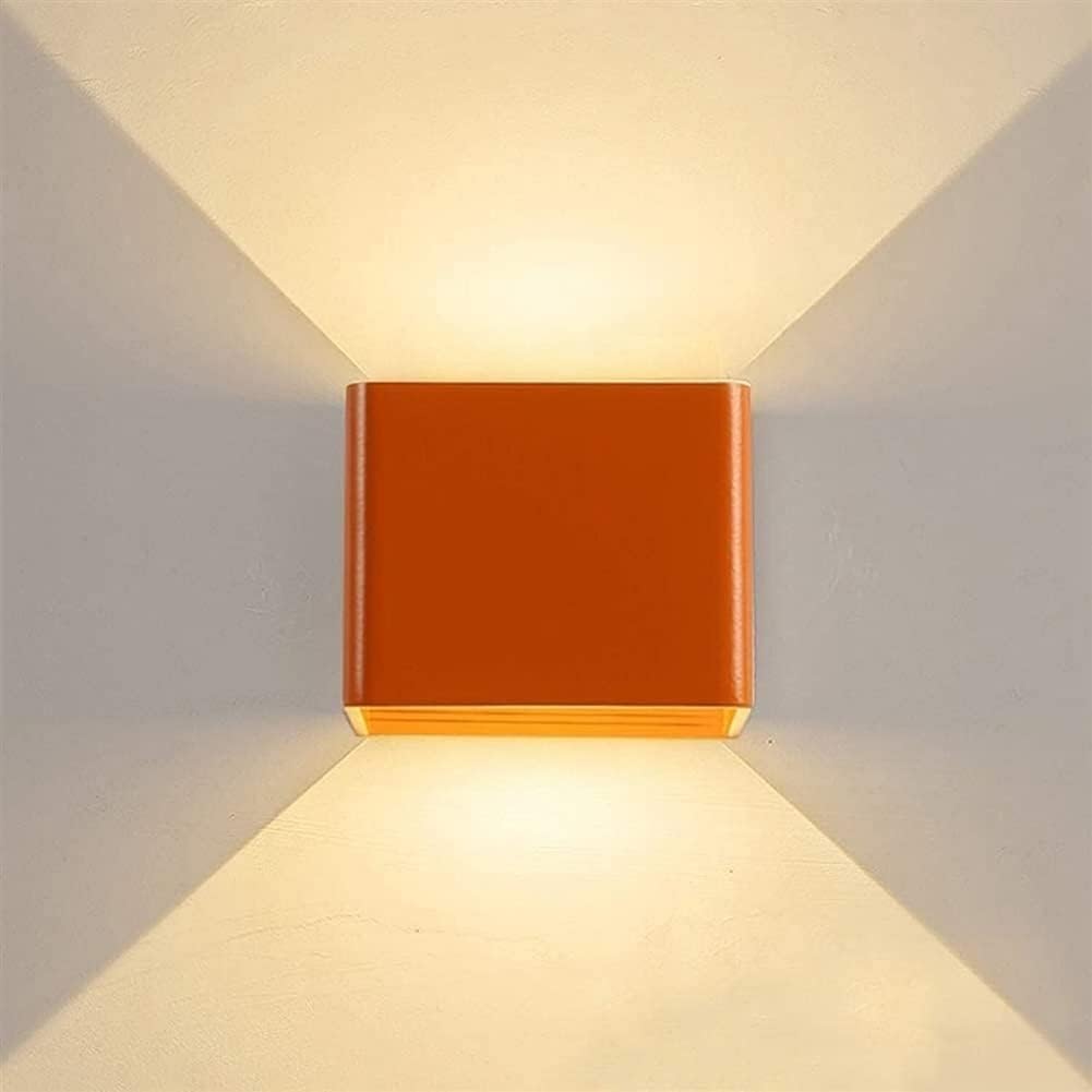 Modern Up and Down Cube LED Wall Light, Sconces Light for Bedroom Living Room Hallway, Reading Spotlight for Lighting Fixture for Hallway(Color:Orange)