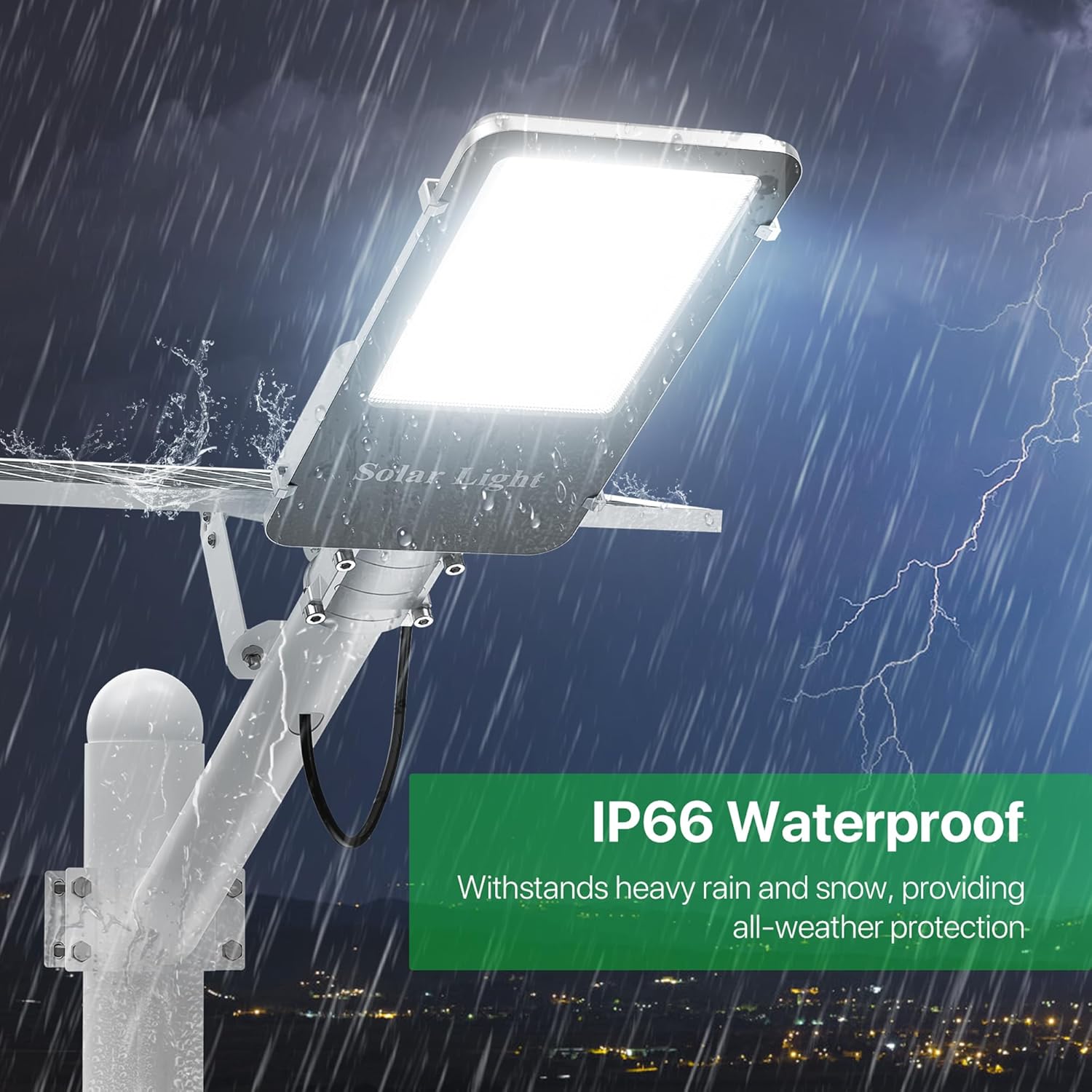 Kifflux Solar Street Lights Outdoor - 8000W Solar Lights Outdoor Waterproof, LED Street Light Dusk to Dawn, 7000K Flood Light Powered Heavy Duty Security for Outside, Yard, Parking Lot