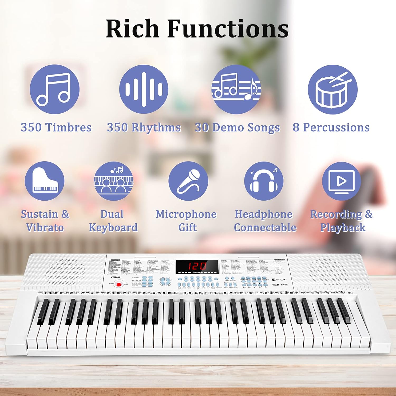Vangoa VGK611 Piano Keyboard for Beginner and 37 Key Melodica Musical Instrument Soprano