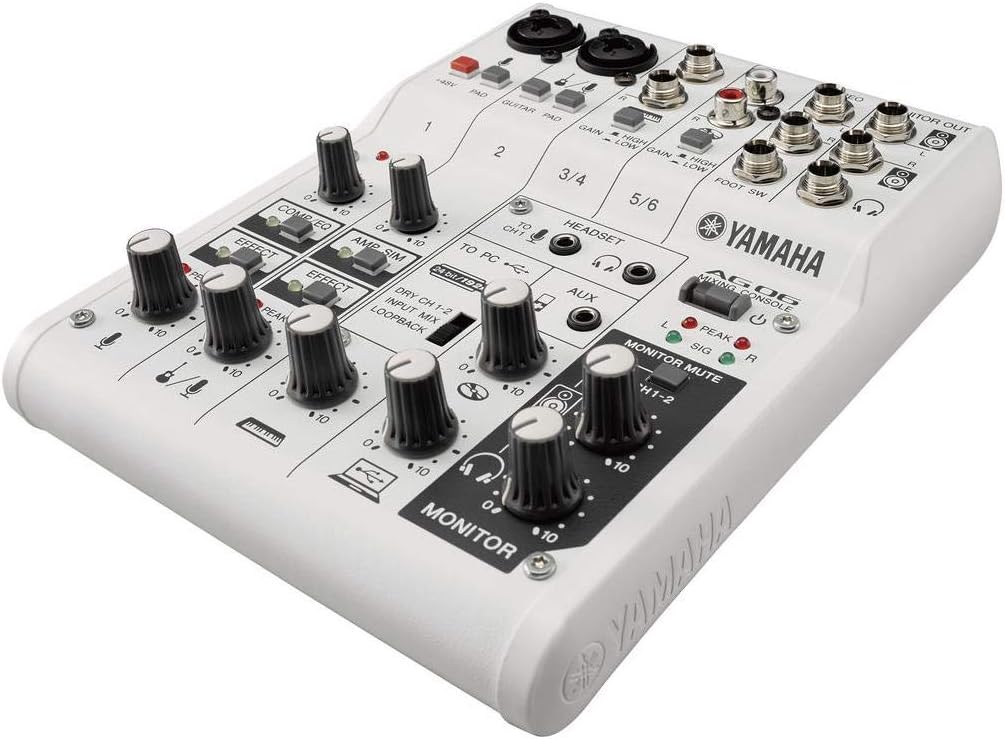 Yamaha AG06 6-Channel Mixer / 2 Microphone , White