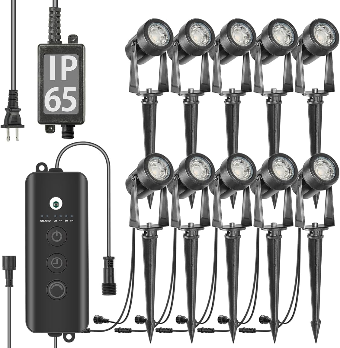 SUNTHIN Outdoor Landscape Lighting with Dusk to Dawn Sensor Controller, 10 Pack
