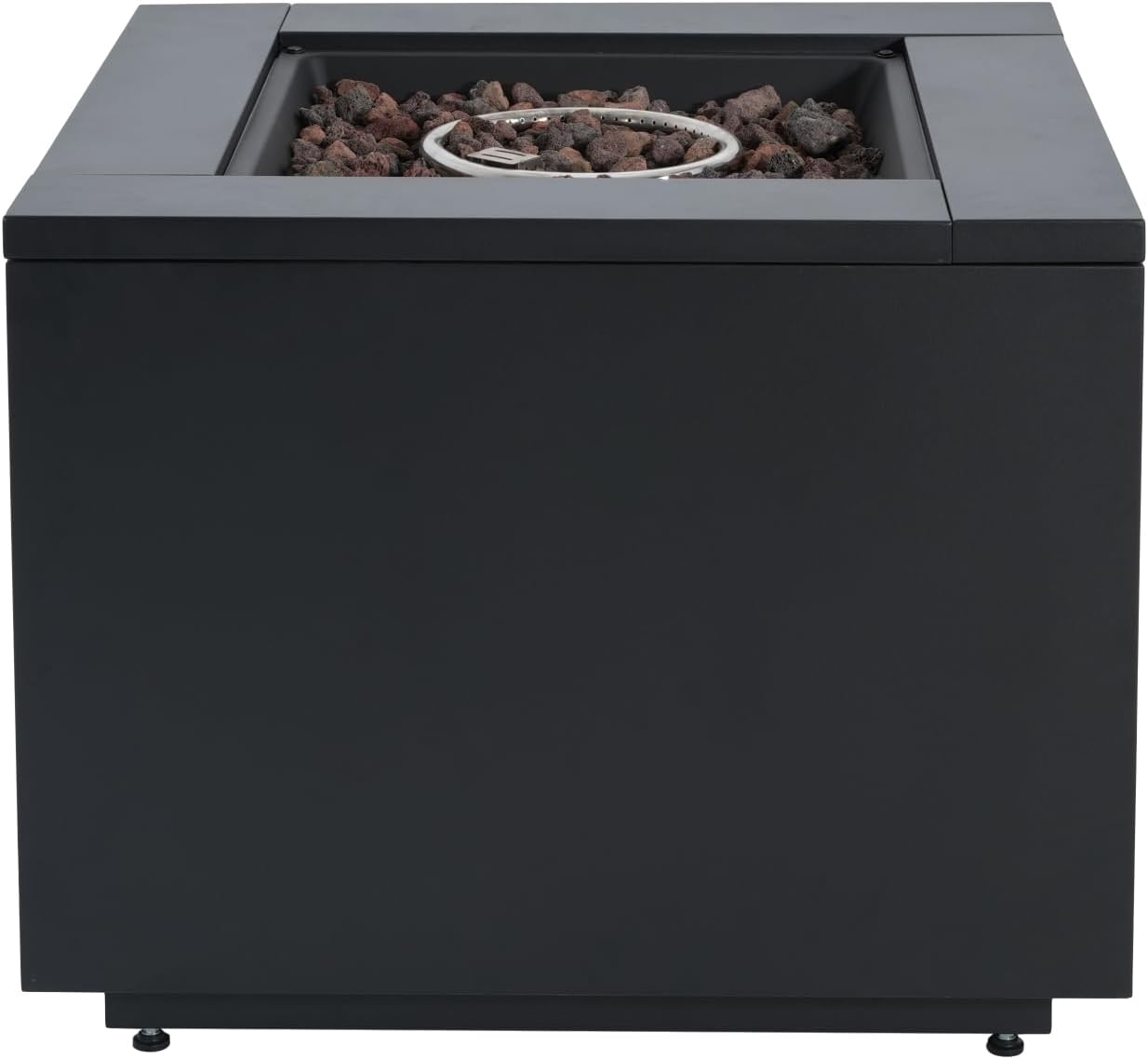 30inch Square Steel Fire Pit Table Iron Black 40000BTU Heat Output Patio Deck Outdoor Sitting Area Cozy Atmosphere