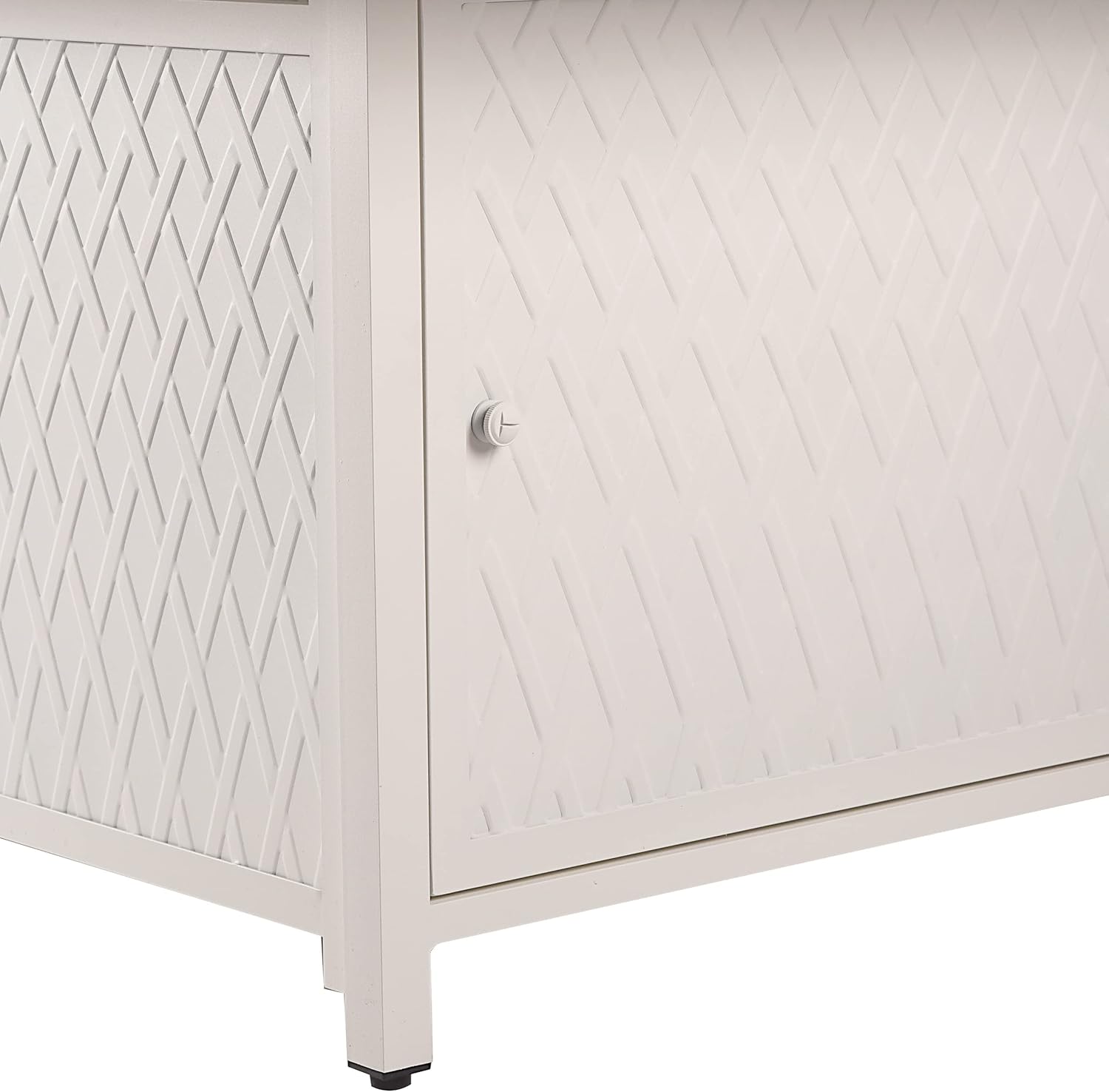 Rectangular 48 in. x 36 in. Aluminum Propane Fire Pit Table, Glass Beads, Two Covers, Lid, 57,000 BTUs in White Finish