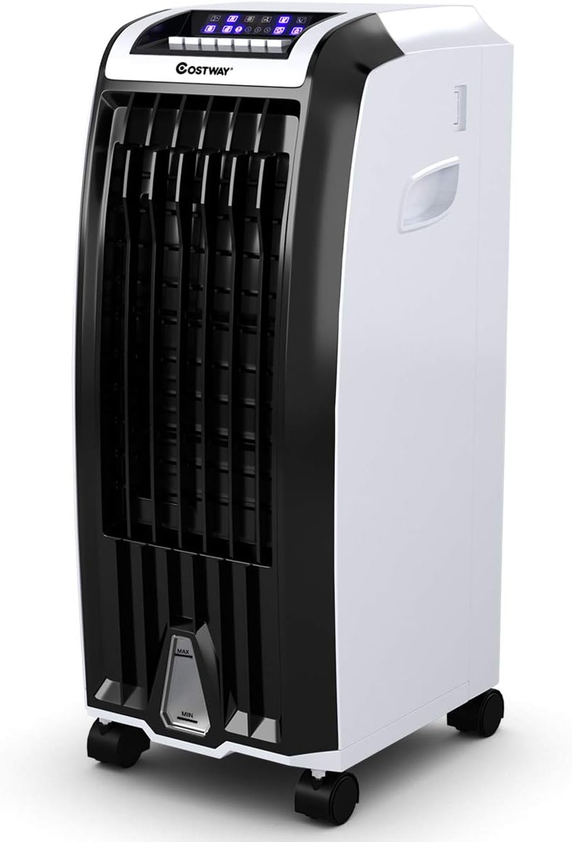 Nightcore Air Cooler, Portable Air Cooler with 3 Different Wind Speed, Bladeless Electric Fan, Humidifier with Remote Control, 7.5-Hour Timer, Office, black + white (Air Conditioners)