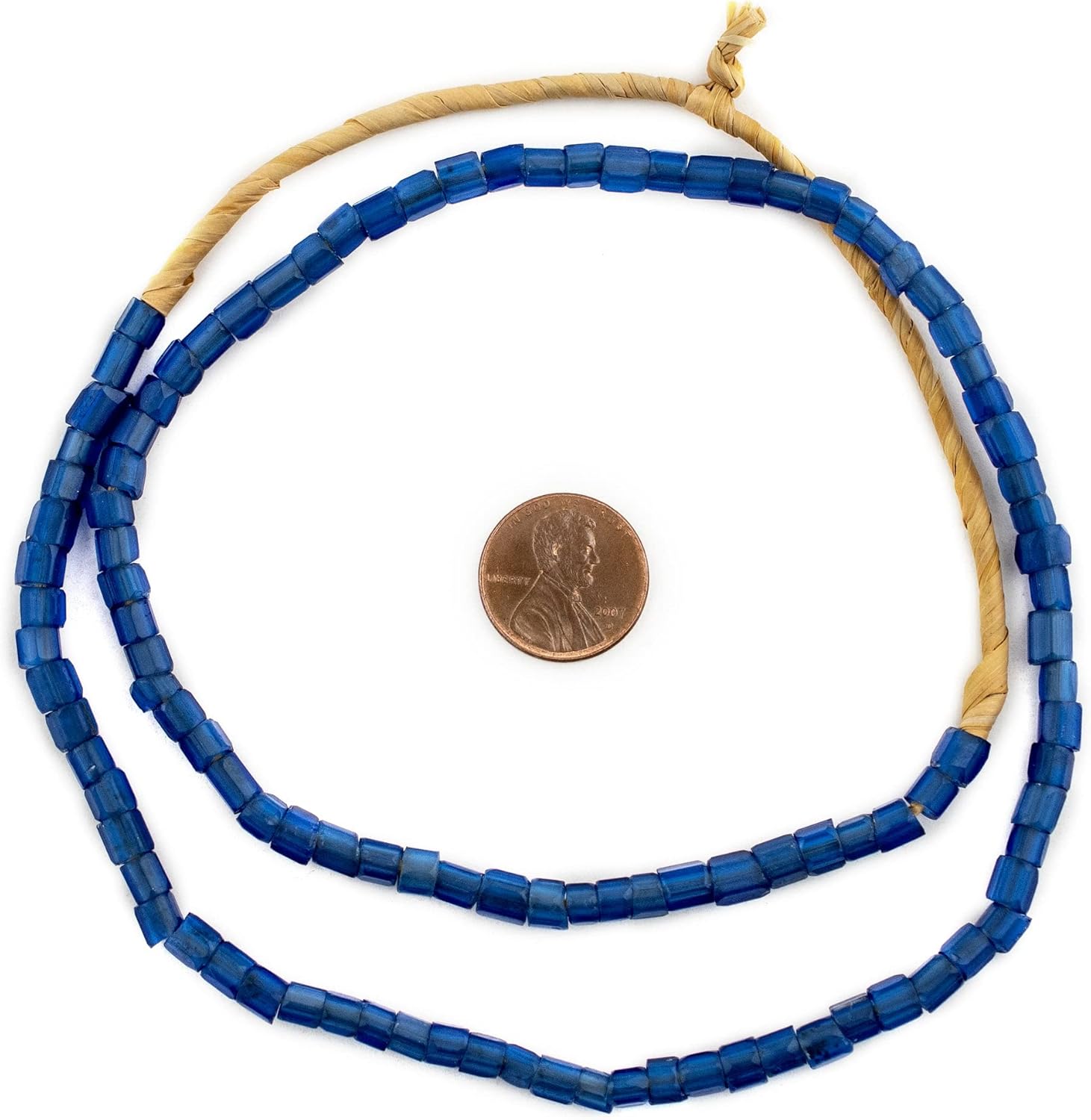 The Bead Chest Old Faceted Russian Blue Glass Trade Beads 5mm Ghana African Large Hole 24 Inch Strand Handmade