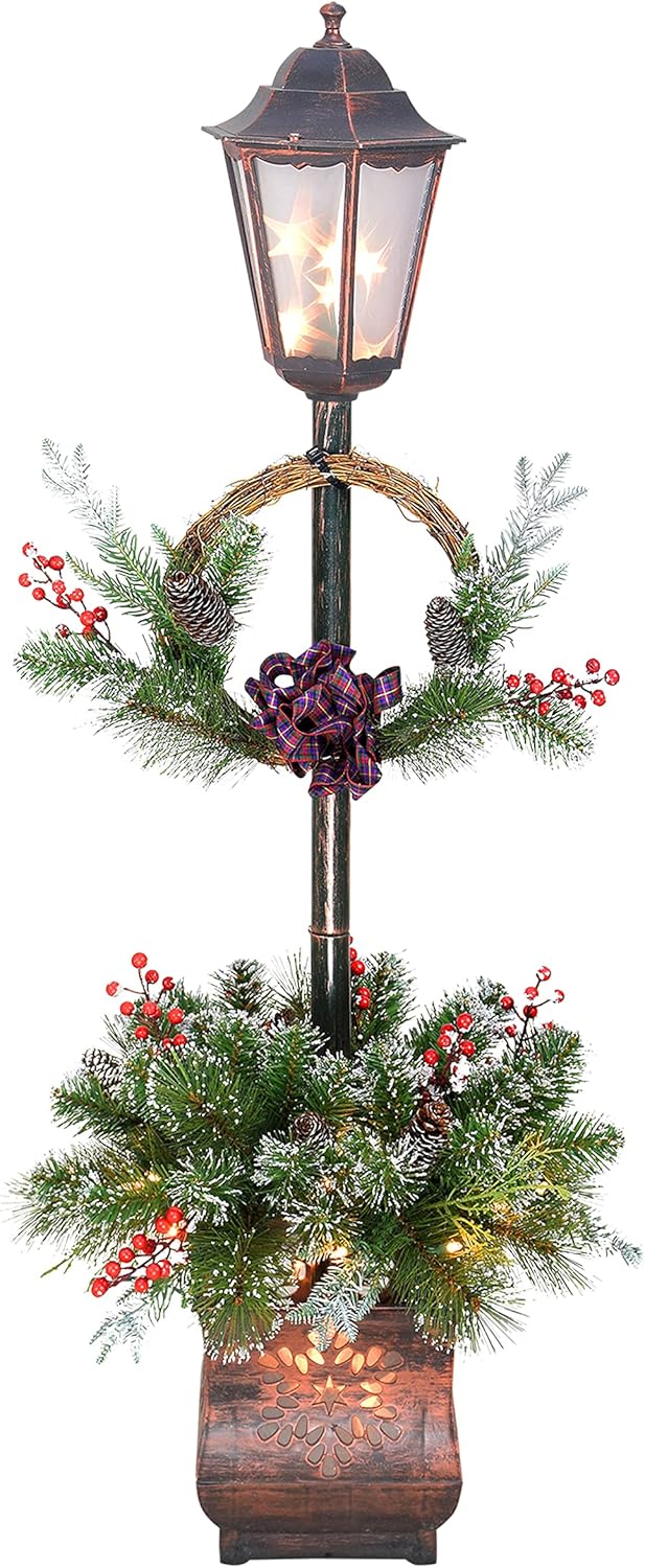 4 ft Lamp Post, 35 UL Listed Clear Incandescent Lights