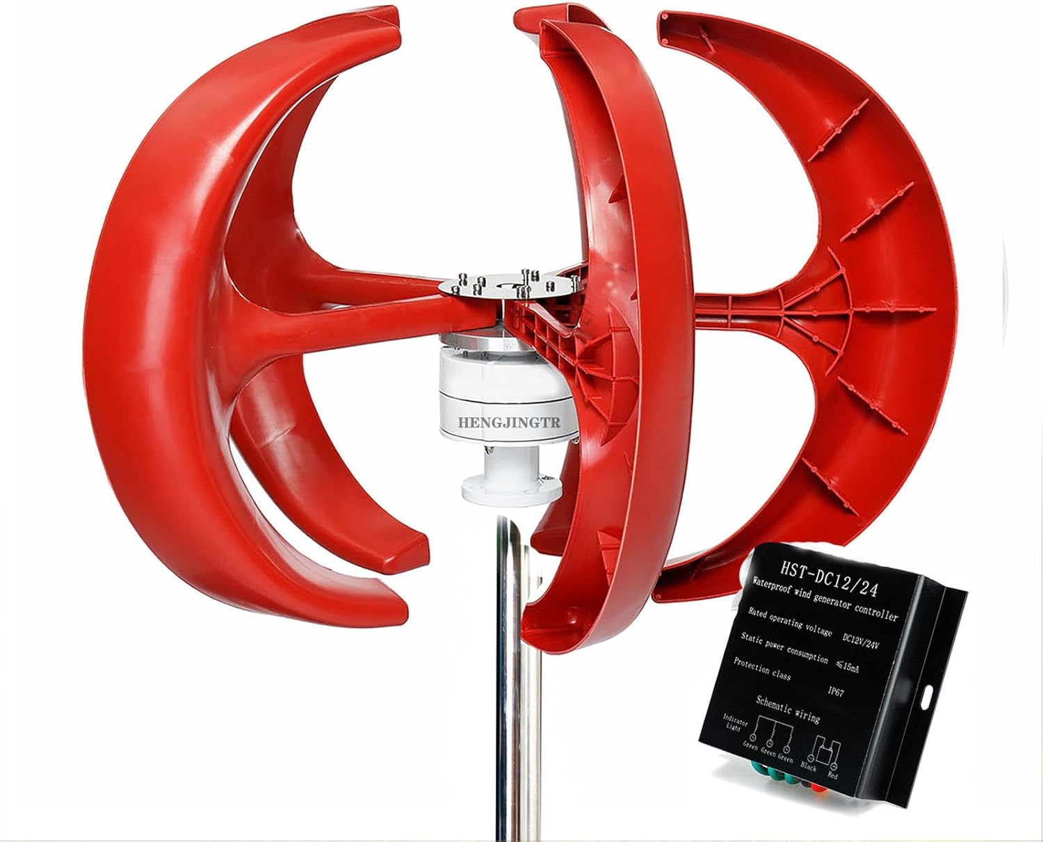 10000W12V-220V Lantern Type 5-Blade Vertical Axis Wind Turbine Generator Garden Boat Wind Motor with Controller and Flange Plate Low Noise for Garden Home