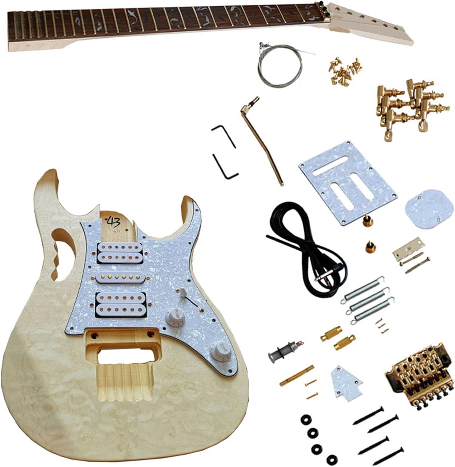 Unfinished Guitar Body Rosewood Fingerboard Maple Neck Complete DIY Electric Guitar Accessories Kit Unfinished Guitar Set
