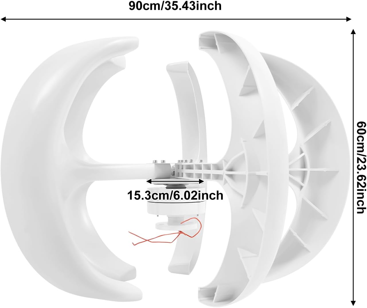 Vertical Wind Turbine with 5 Blades & Low Start Speed, Compact Wind Generator System for Residential Or Marine Power
