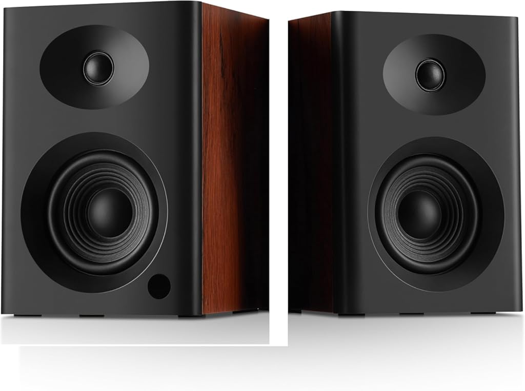 Computer Speakers for Desktop PC, 4 inches 80 Watts Computer Speaker with Bass, HiFi Audio for Gaming, Monitors, Laptop, TV, Gaming & Record Player, Gifts, Walnut Pair
